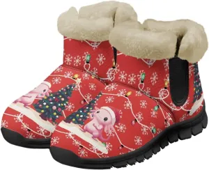 UNICEU Winter Boots for Women Warm Faux Fur Lined Ankle Booties Soft Cozy Fluffy Fuzzy Boots Christmas Snow Boots