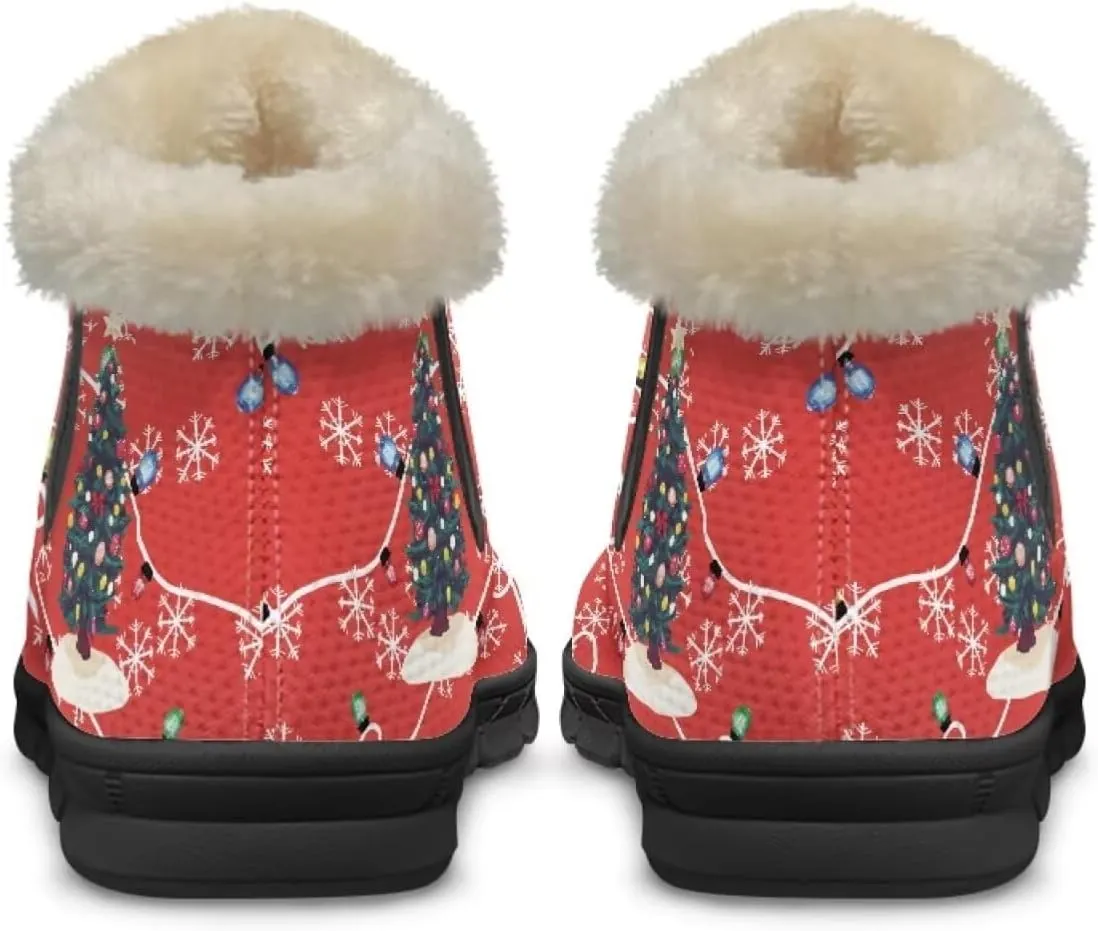 UNICEU Winter Boots for Women Warm Faux Fur Lined Ankle Booties Soft Cozy Fluffy Fuzzy Boots Christmas Snow Boots