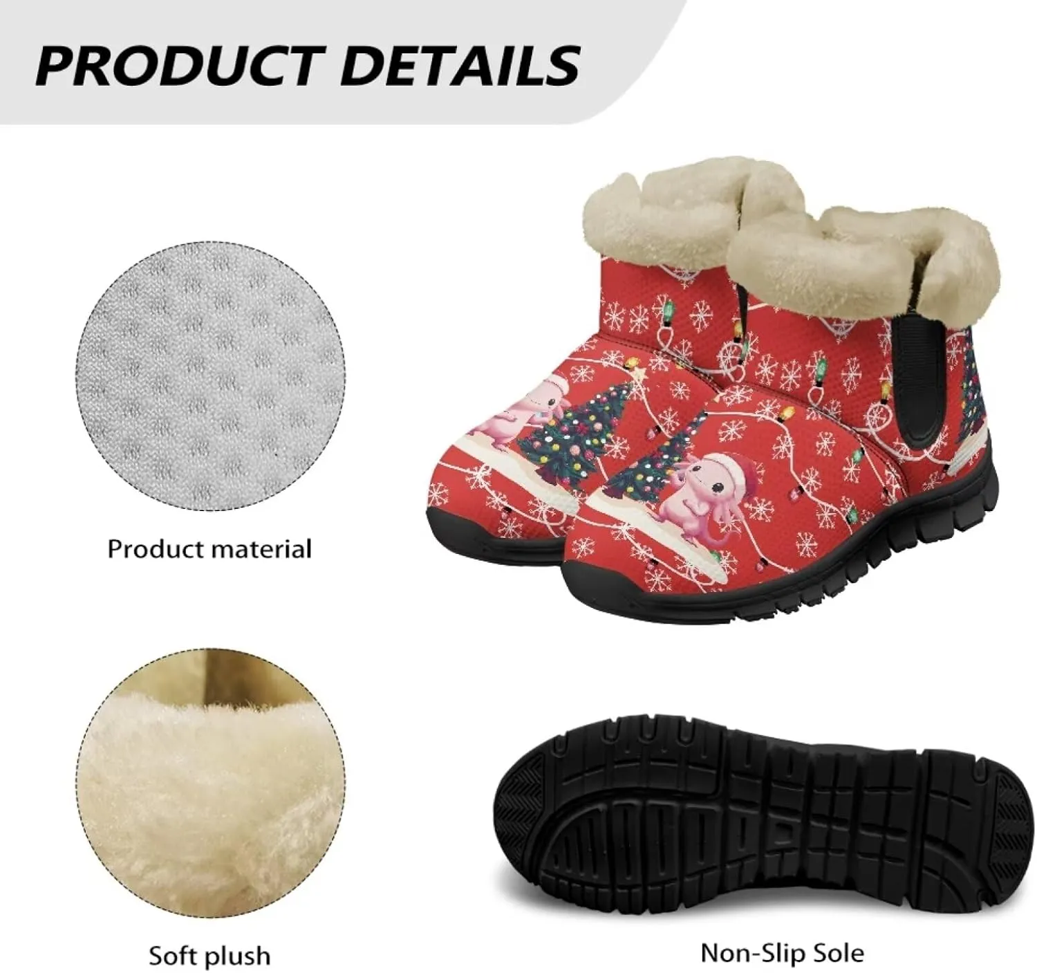 UNICEU Winter Boots for Women Warm Faux Fur Lined Ankle Booties Soft Cozy Fluffy Fuzzy Boots Christmas Snow Boots