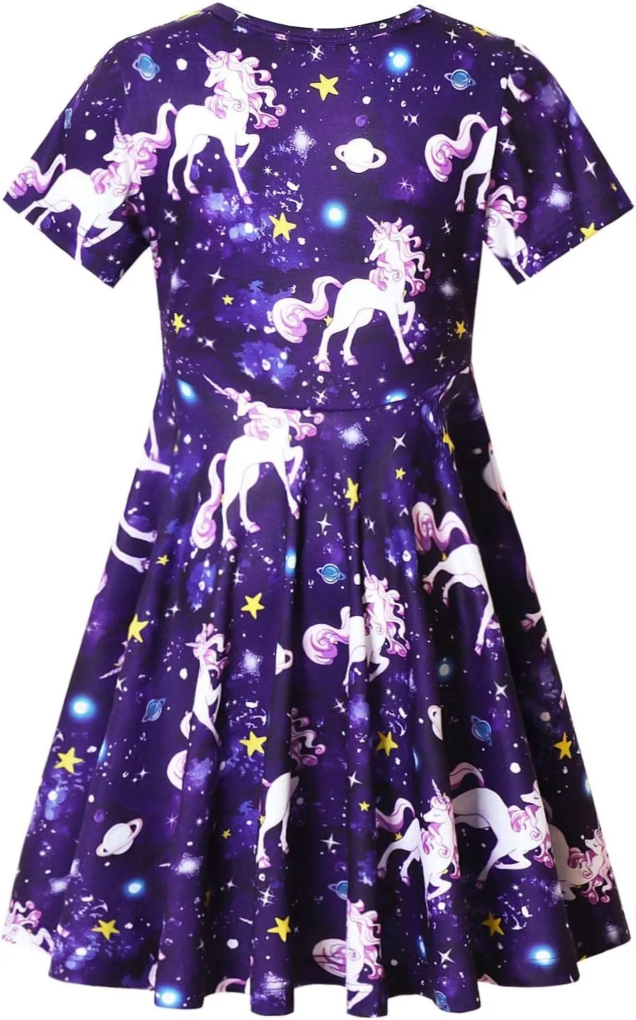 Unicorn Dresses for Girls Summer Swing Short Sleeve Casual Clothes for Kids