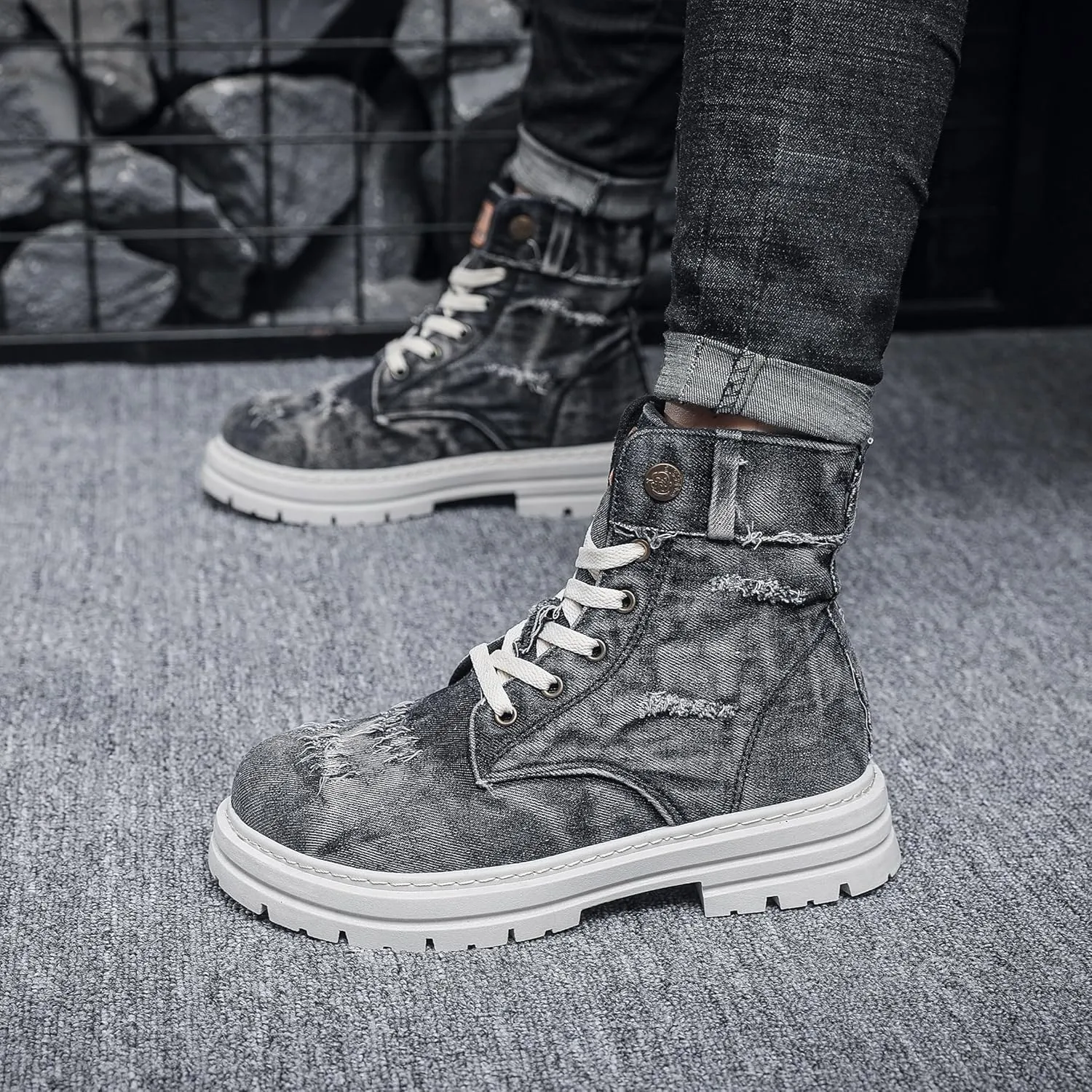Unisex casual ankle boots fashionable street style with lace-up closure durable PVC sole and EVA lining all-season comfort cowboy boots shoes