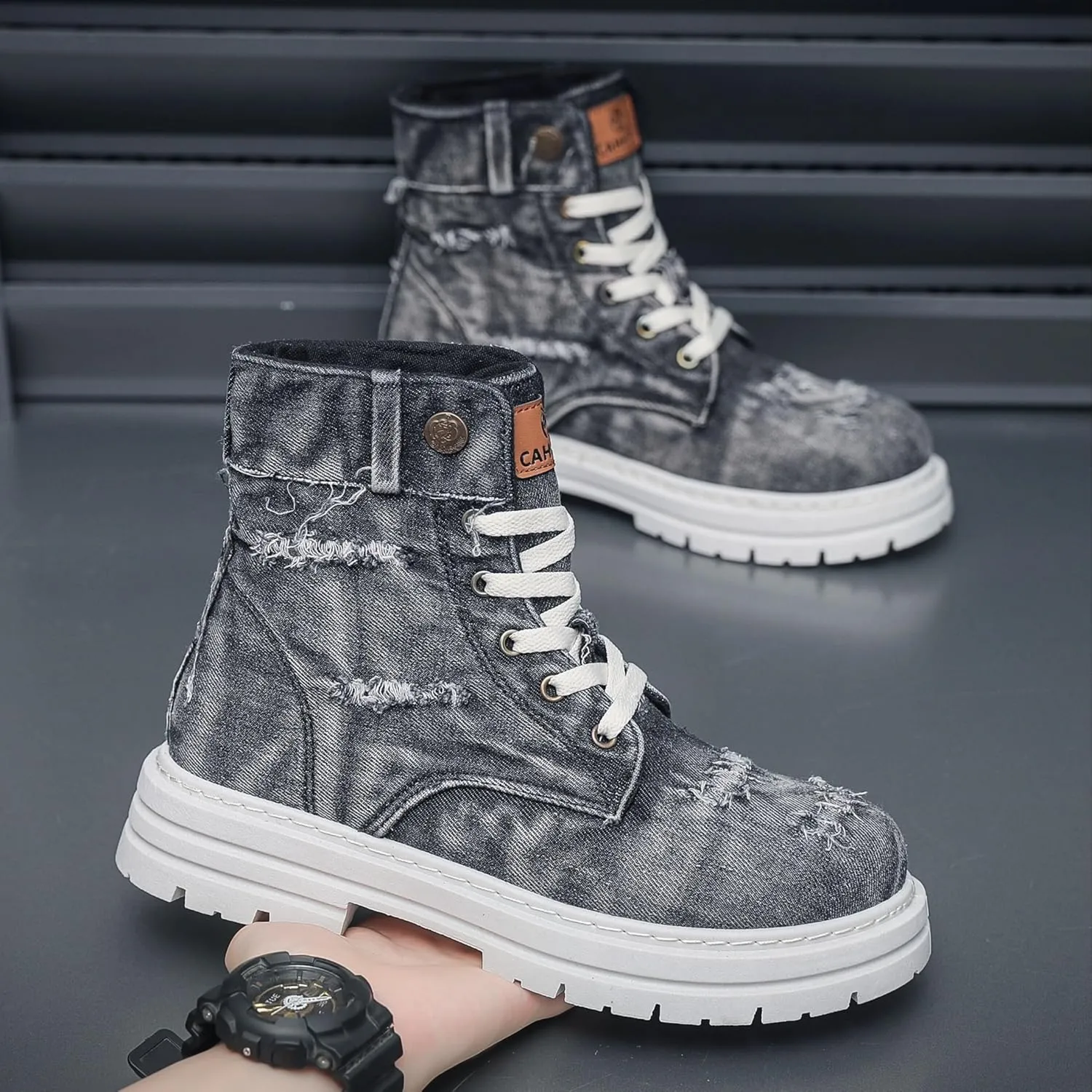 Unisex casual ankle boots fashionable street style with lace-up closure durable PVC sole and EVA lining all-season comfort cowboy boots shoes