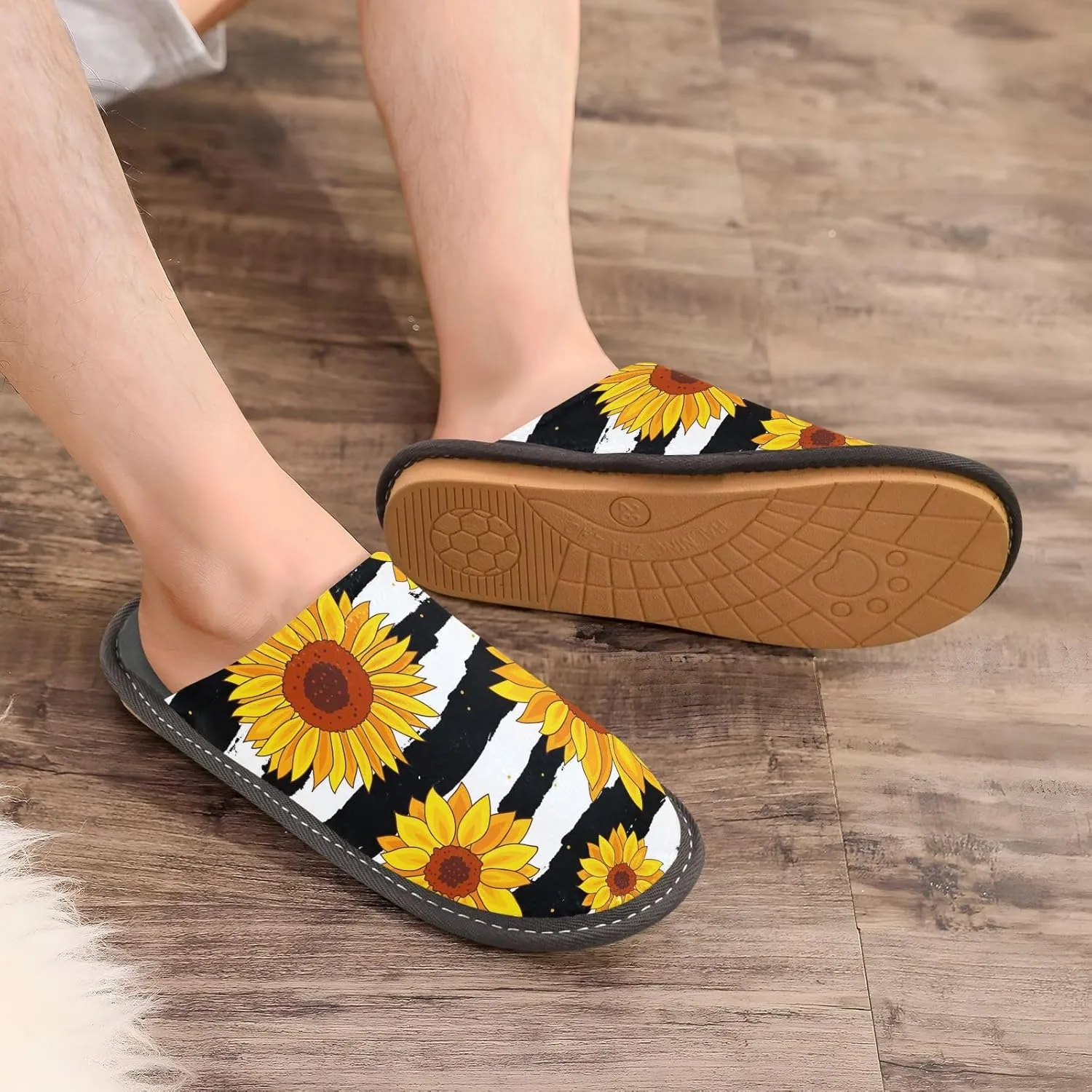 Unisex Fuzzy Foam Slippers Non-Skid Slip-on Soft Warm Sole Fleece Shoes 4-11
