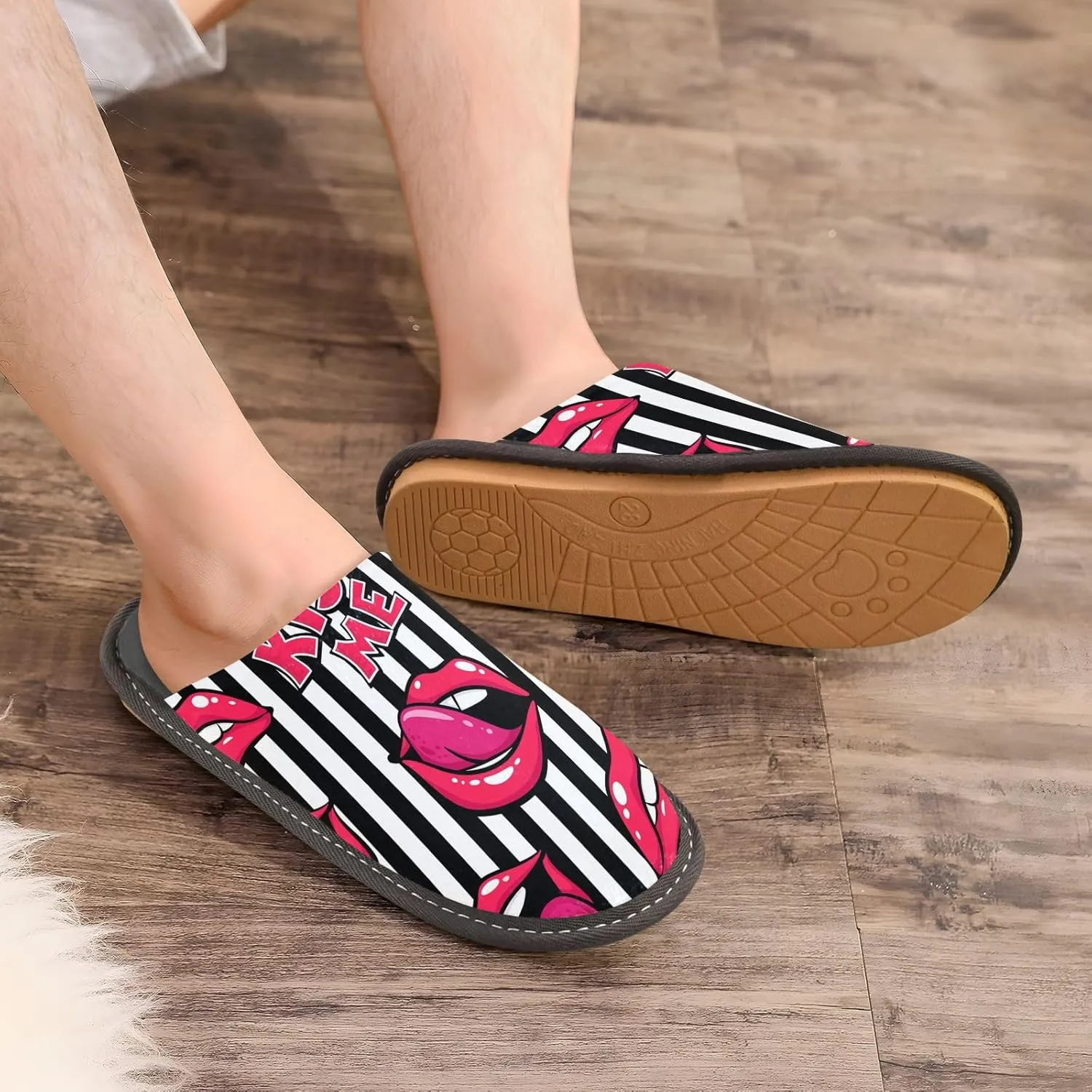 Unisex Fuzzy Foam Slippers Non-Skid Slip-on Soft Warm Sole Fleece Shoes 4-11