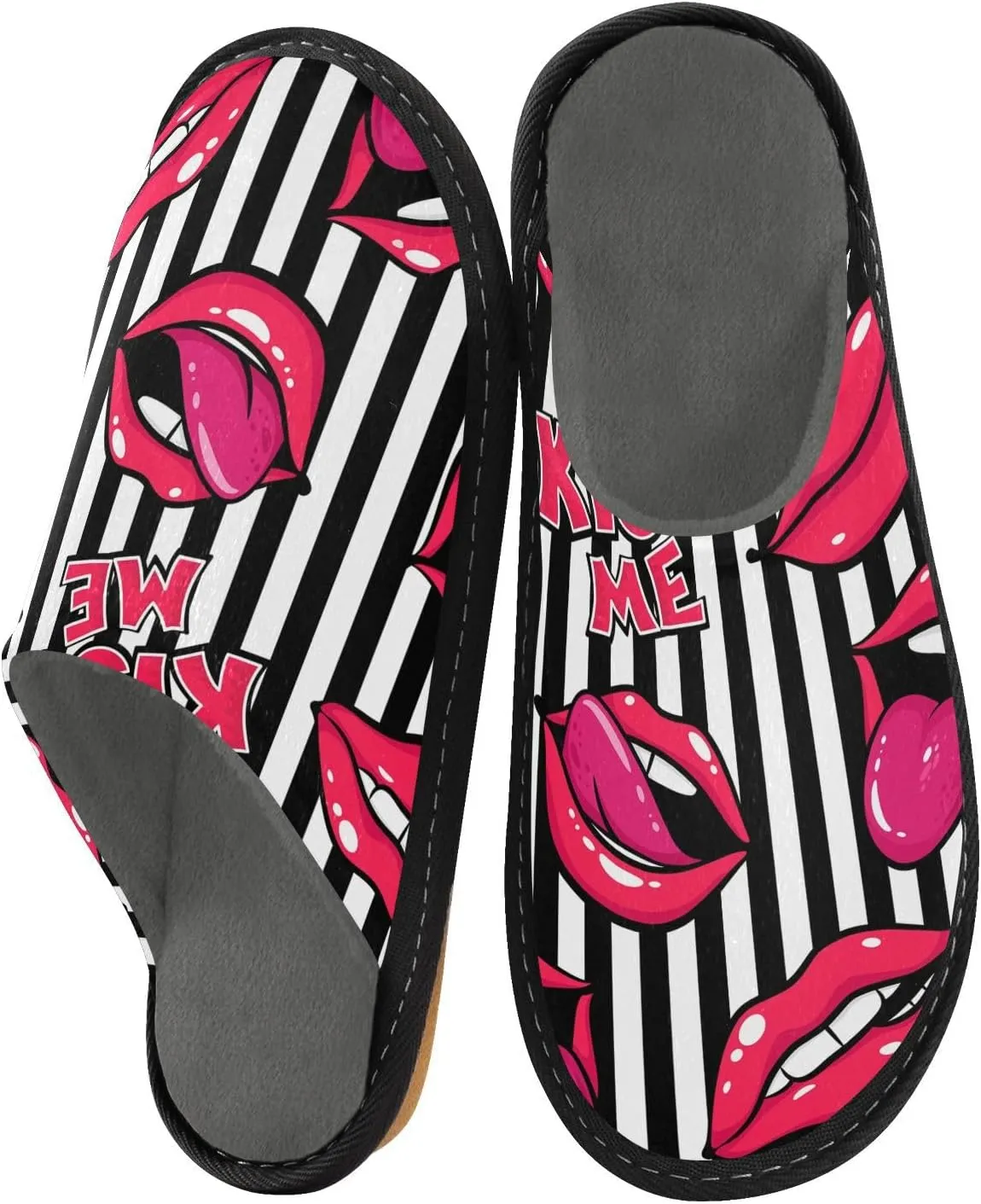 Unisex Fuzzy Foam Slippers Non-Skid Slip-on Soft Warm Sole Fleece Shoes 4-11