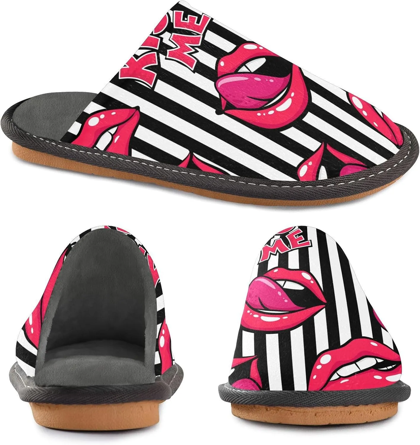 Unisex Fuzzy Foam Slippers Non-Skid Slip-on Soft Warm Sole Fleece Shoes 4-11