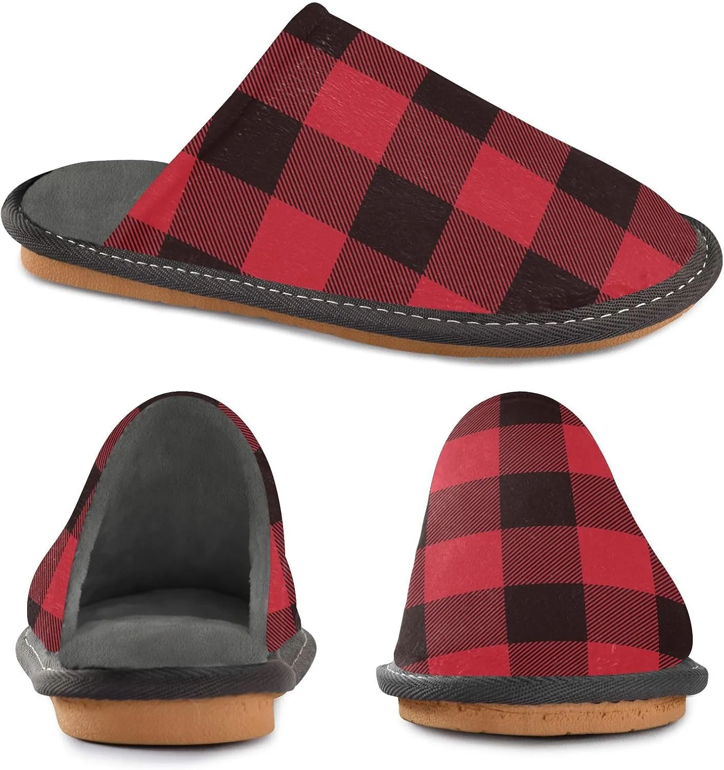Unisex Fuzzy Foam Slippers Non-Skid Slip-on Soft Warm Sole Fleece Shoes 4-11