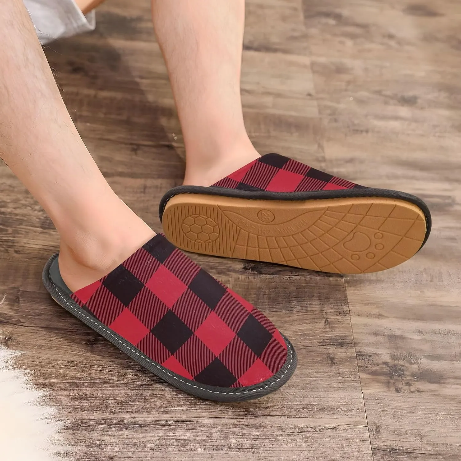 Unisex Fuzzy Foam Slippers Non-Skid Slip-on Soft Warm Sole Fleece Shoes 4-11