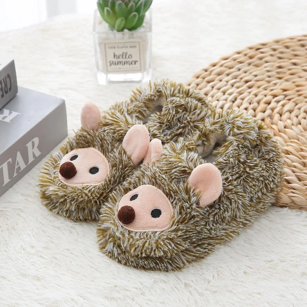 Vegove Cute Plush Animal Slippers for Toddlers, Cozy Fuzzy Non-Slip Indoor House Slipper Socks Soft Cartoon Slipper Shoes for Kids