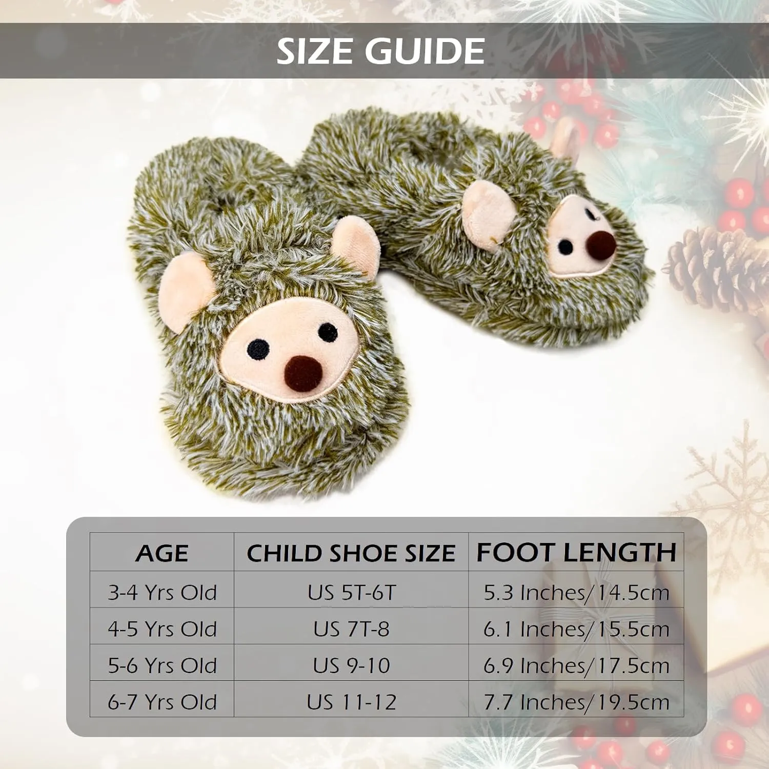 Vegove Cute Plush Animal Slippers for Toddlers, Cozy Fuzzy Non-Slip Indoor House Slipper Socks Soft Cartoon Slipper Shoes for Kids
