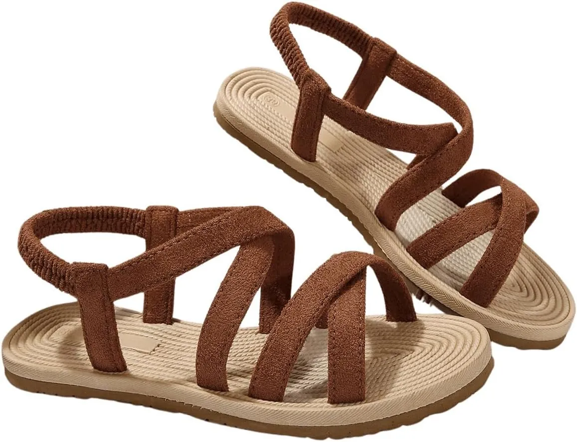 Verdusa Women's Casual Cross Woven Sandals Vacation Summer Beach Flat Sandals Shoes