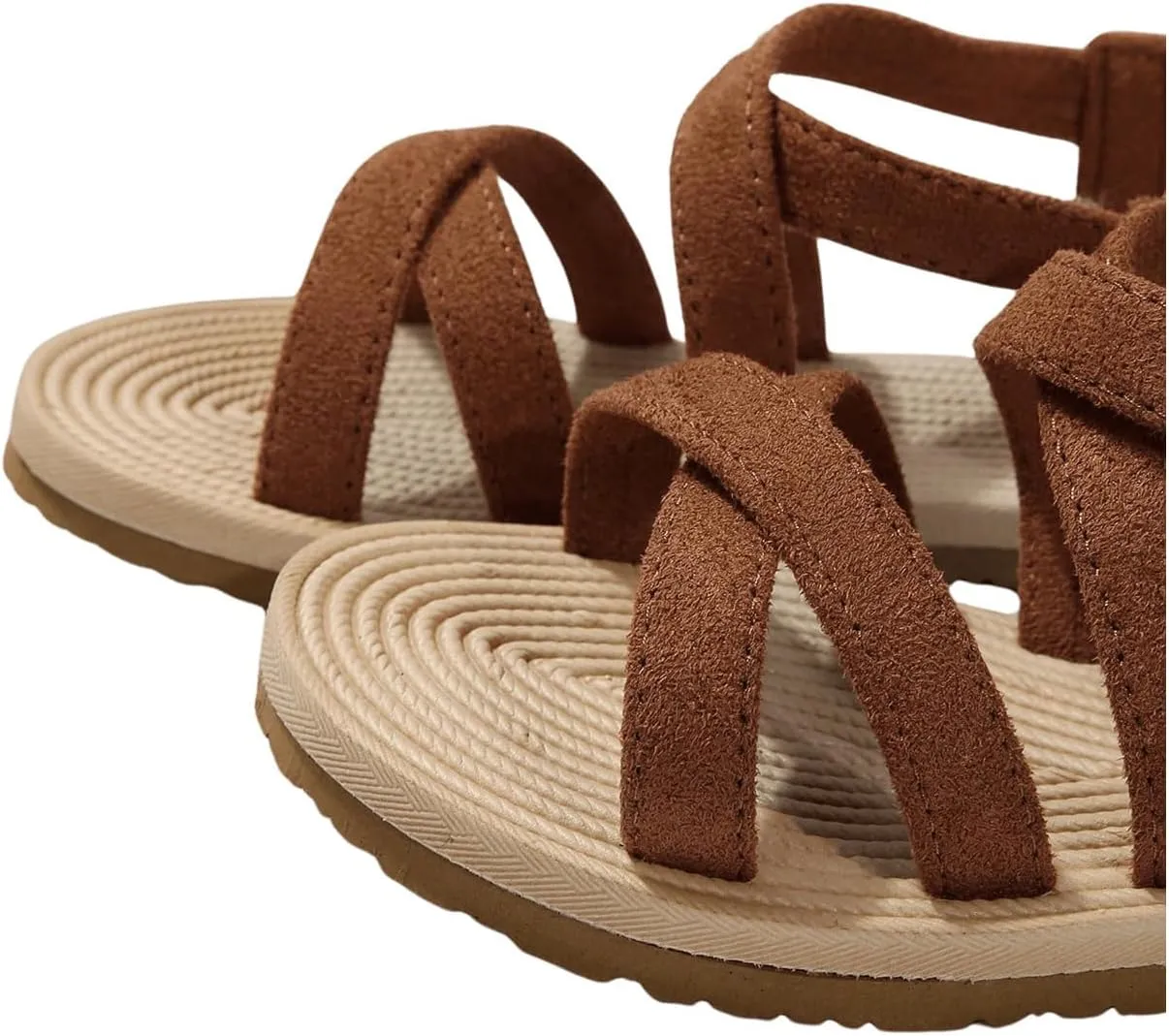 Verdusa Women's Casual Cross Woven Sandals Vacation Summer Beach Flat Sandals Shoes