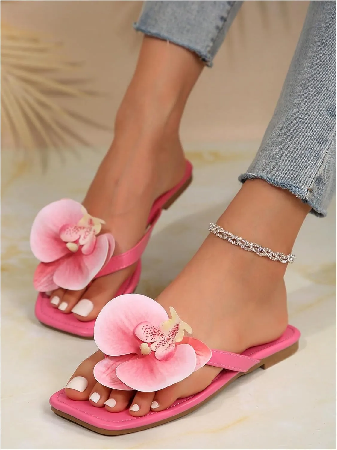 Verdusa Women's Flower Thong Sandals Flip Flops Summer Beach Slides