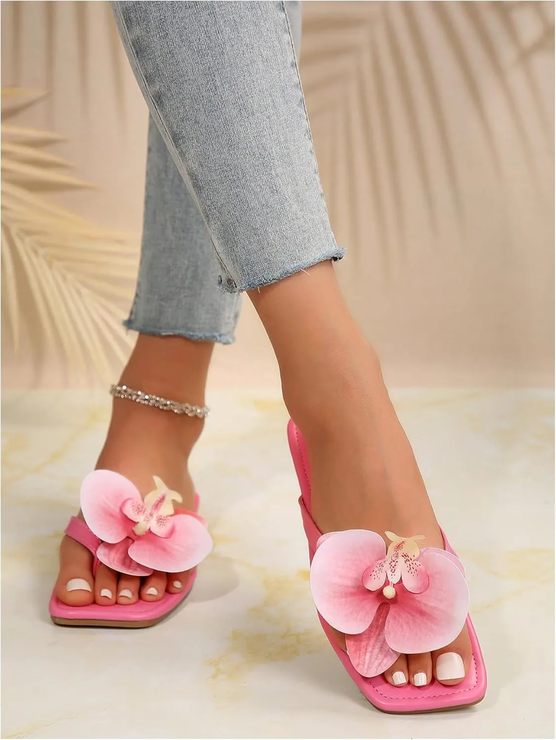 Verdusa Women's Flower Thong Sandals Flip Flops Summer Beach Slides