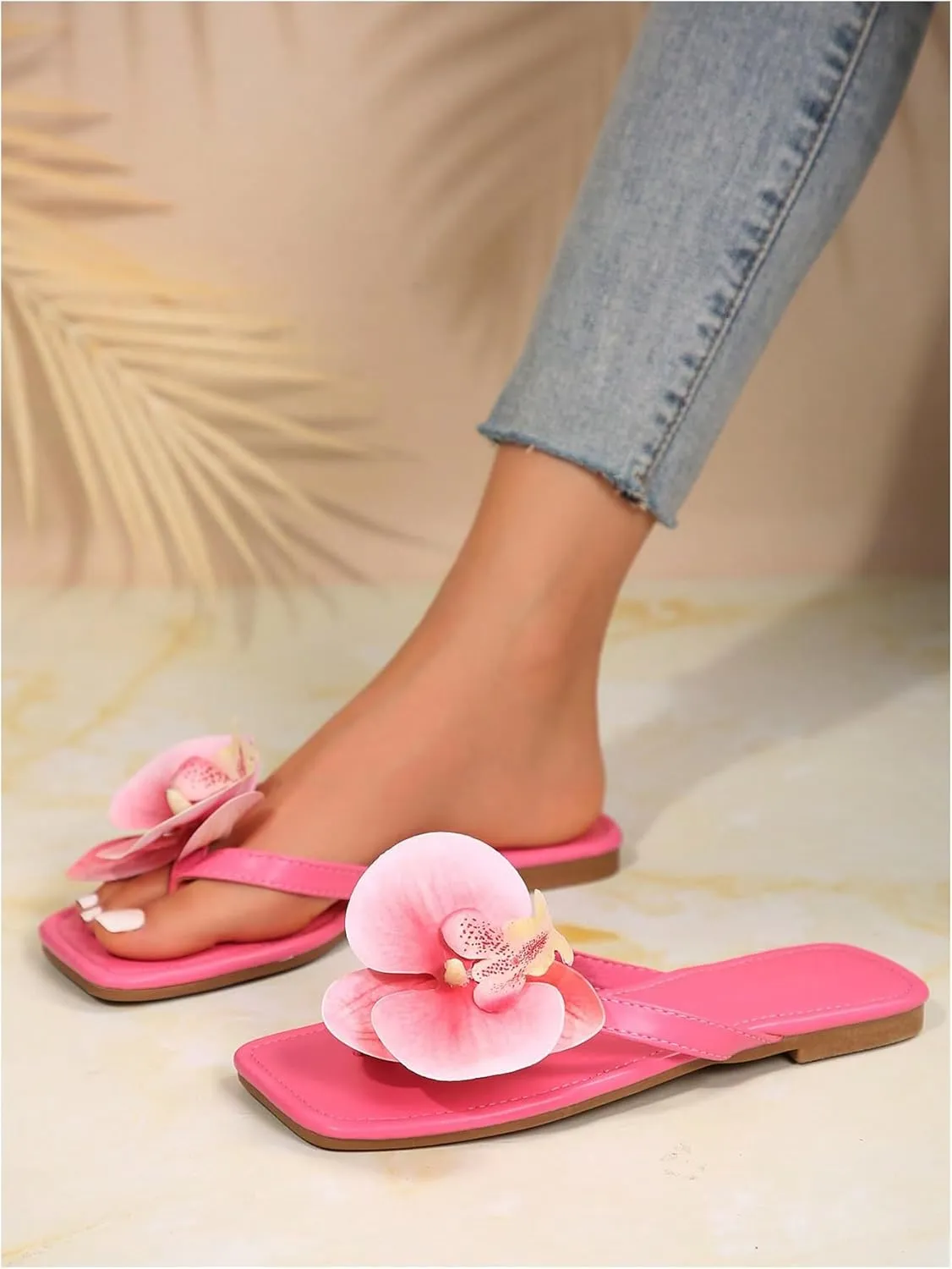 Verdusa Women's Flower Thong Sandals Flip Flops Summer Beach Slides