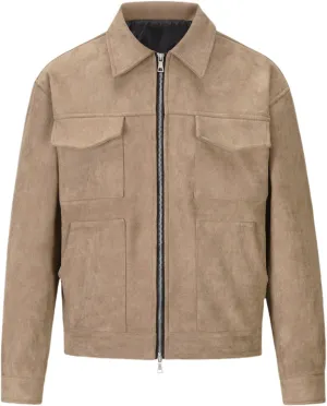 Vintage Faux Suede Bomber Jackets for Men Classic Short Oversize Jacket Streetwear Casual Outdoor Coat