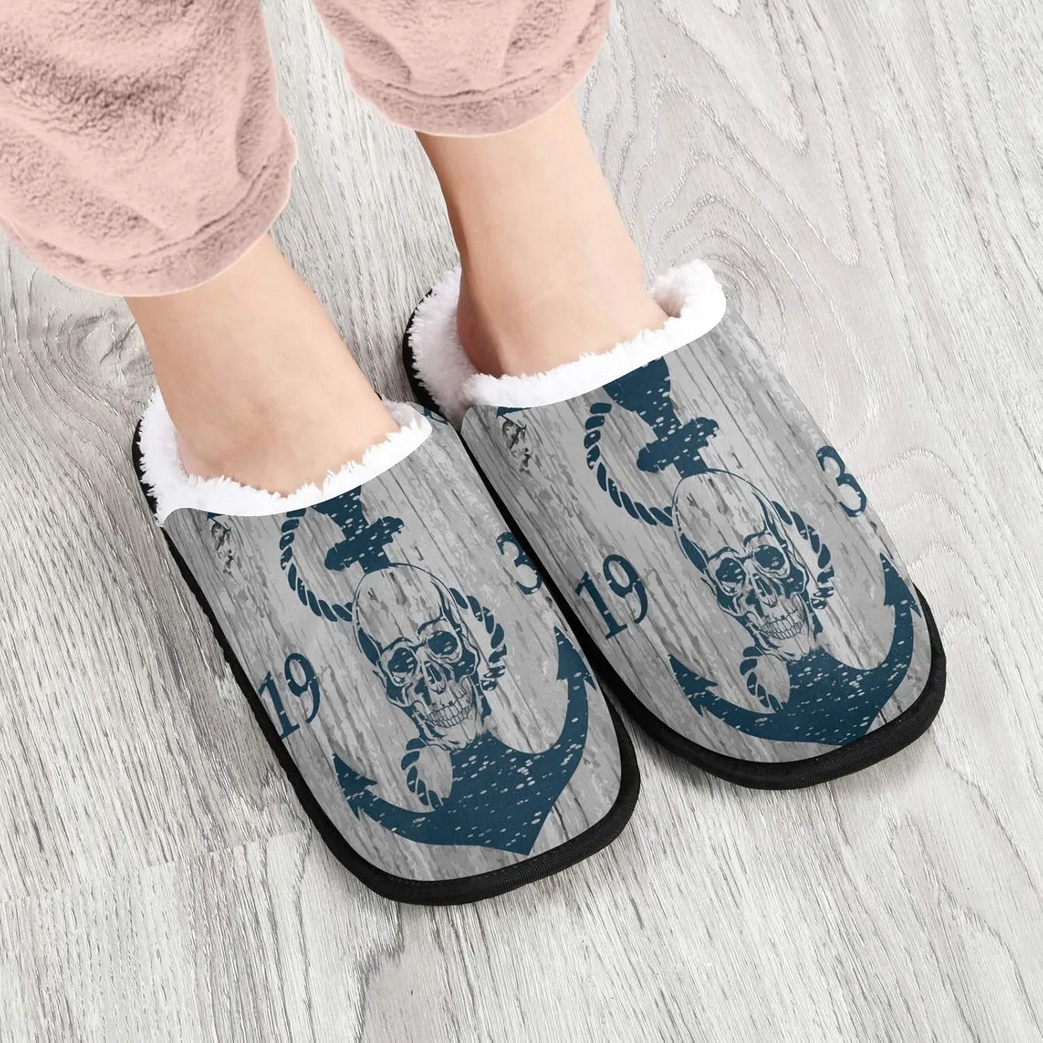 visesunny Slippers for Women Mens Funny Winter Warm Memory Foam Cotton Home Slippers Soft Plush Fleece Slip on House Slippers Unisex