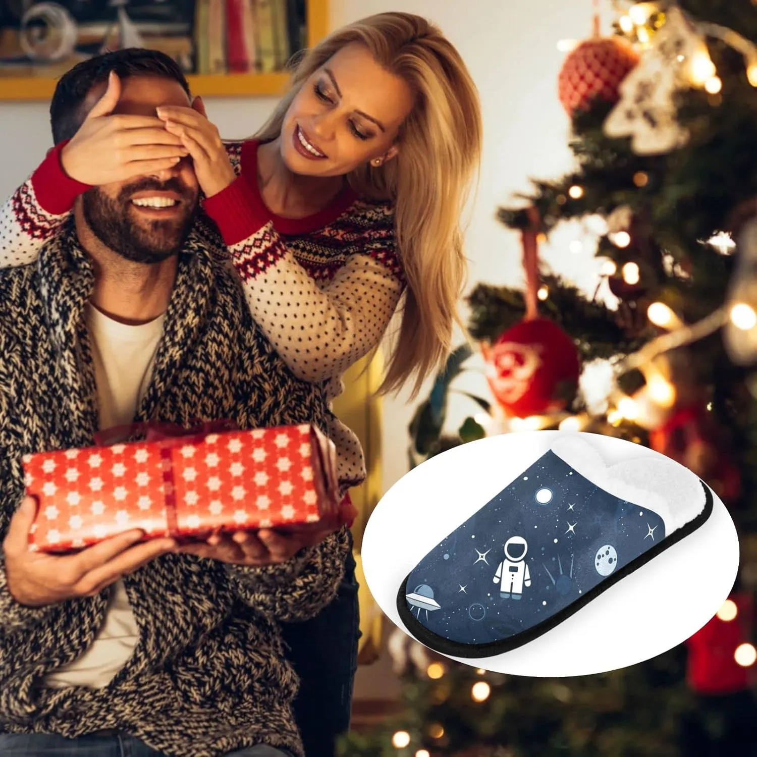visesunny Space Star Planet Dark Blue Cozy Fuzzy Mens Womens Memory Foam House Slippers Plush Fleece Indoor Outdoor Slipper