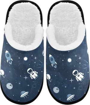 visesunny Space Star Planet Dark Blue Cozy Fuzzy Mens Womens Memory Foam House Slippers Plush Fleece Indoor Outdoor Slipper