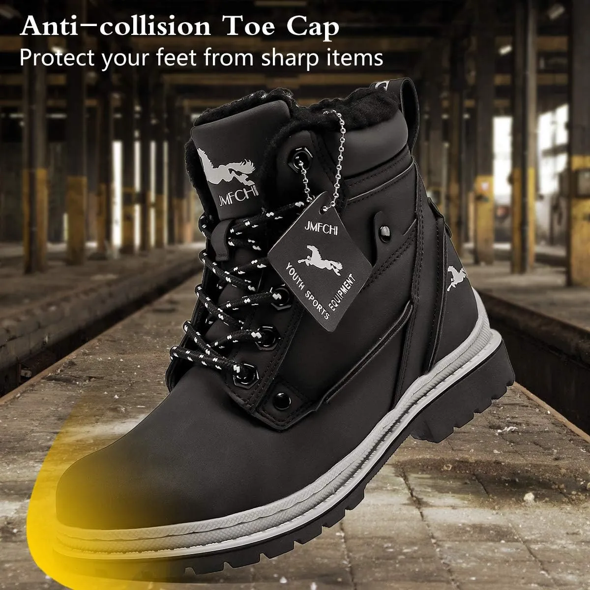 VITUOFLY Boys Hiking Boots Kids Hiking Shoes Girls Outdoor Warm Winter Snow Boots Adventure Trekking Shoes Anti-skid Sneakers Steel Buckle Durable Comfortable