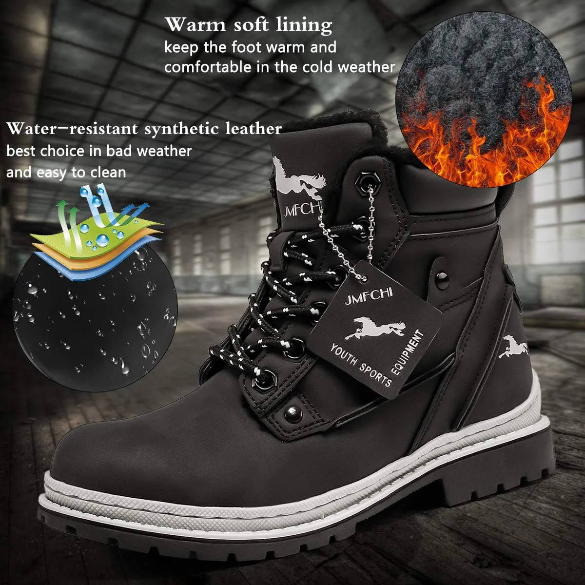 VITUOFLY Boys Hiking Boots Kids Hiking Shoes Girls Outdoor Warm Winter Snow Boots Adventure Trekking Shoes Anti-skid Sneakers Steel Buckle Durable Comfortable