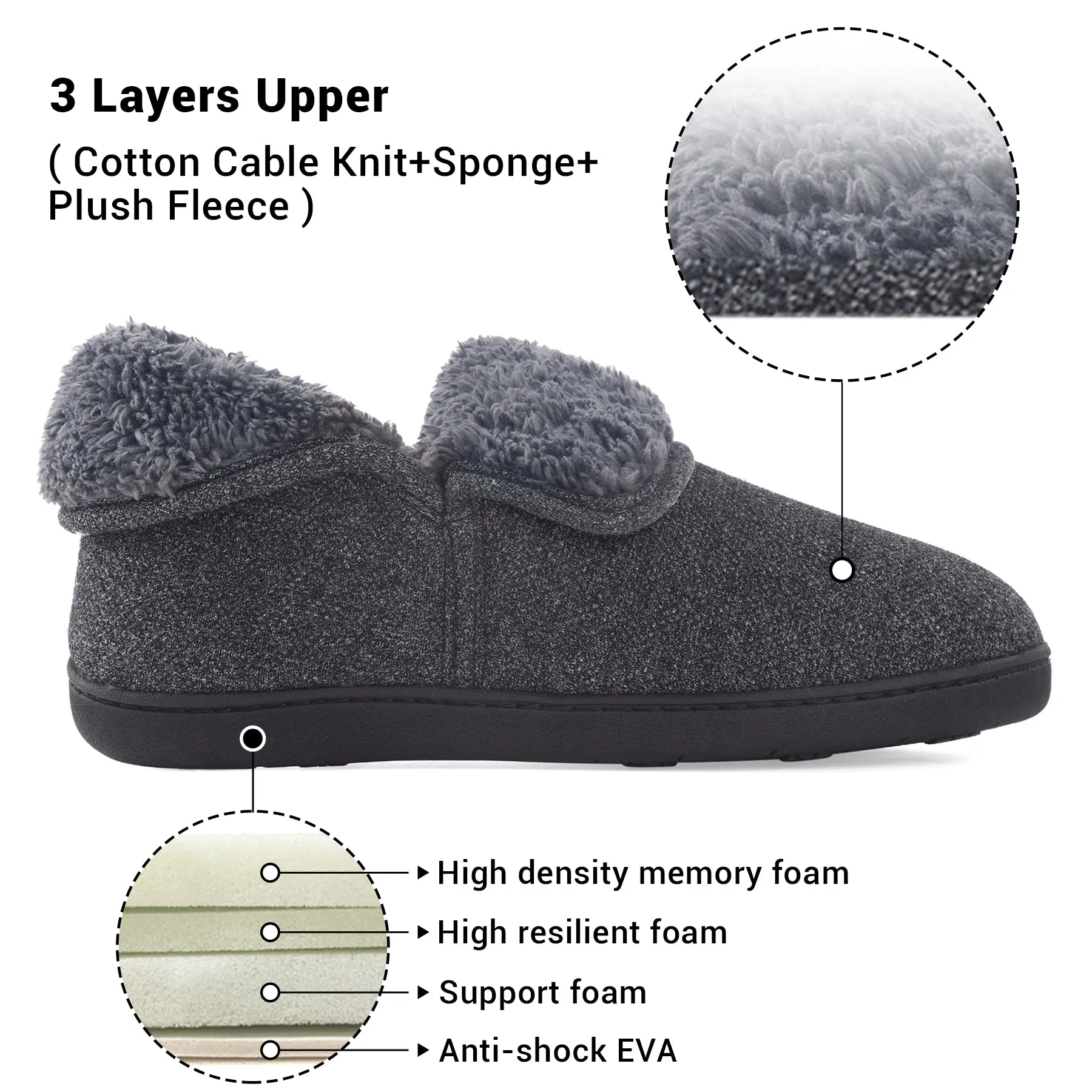 VONMAY Men's Fuzzy Slippers Memory Foam Booties Comfy House Shoes