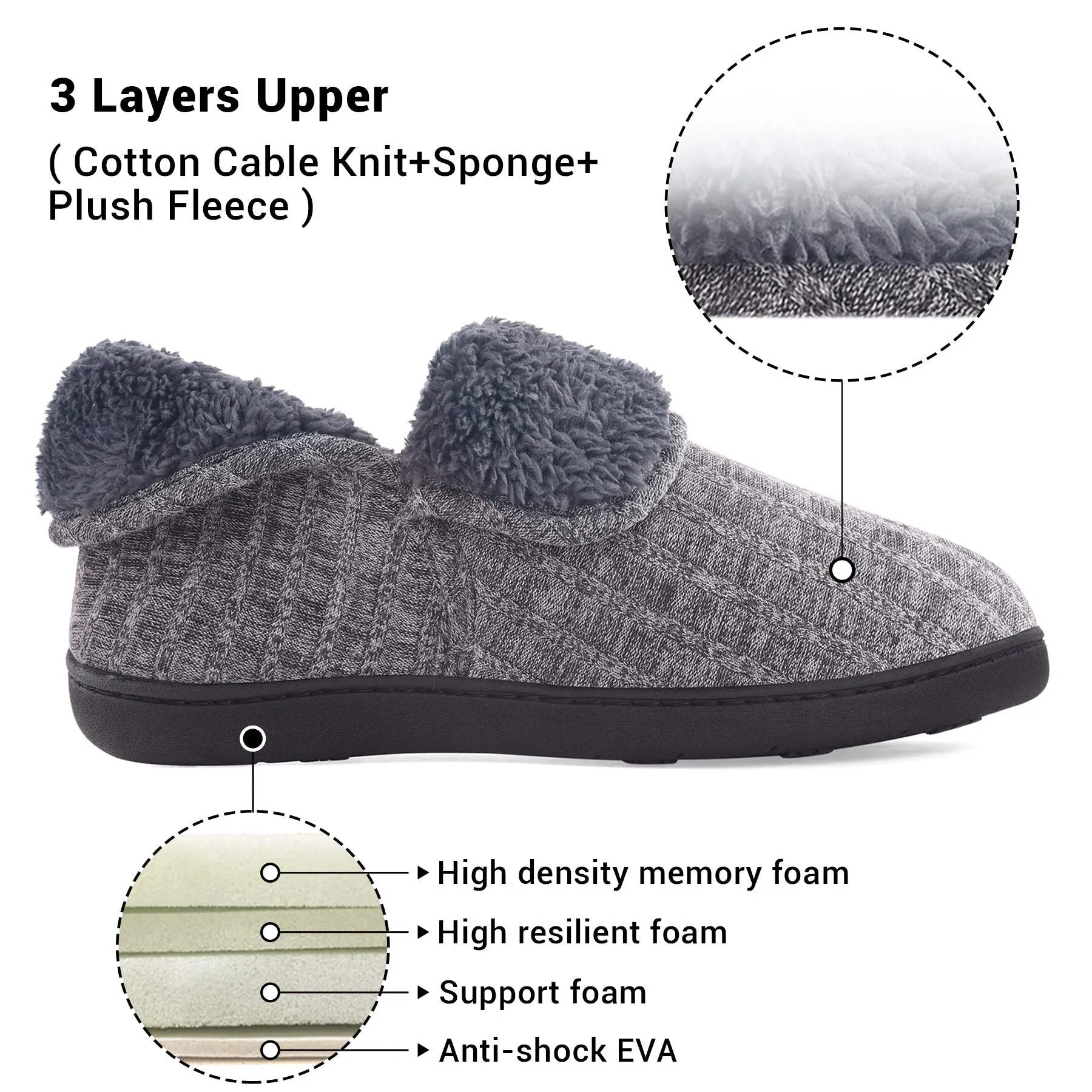 VONMAY Men's Fuzzy Slippers Memory Foam Booties Comfy House Shoes