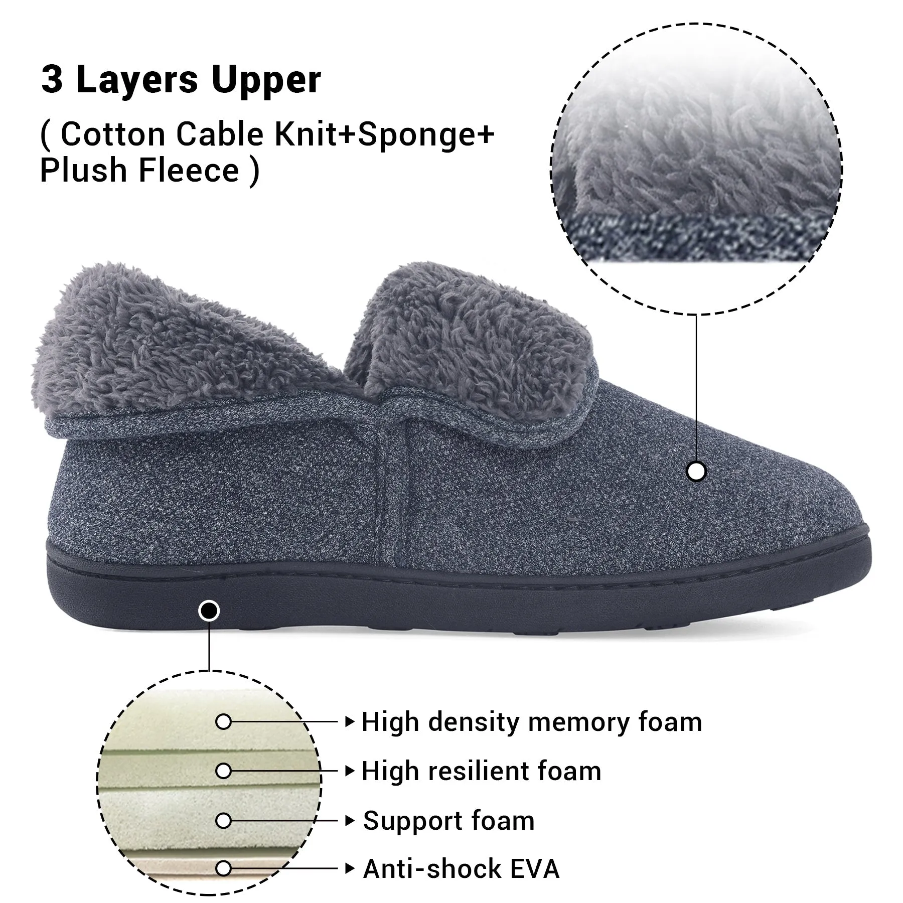 VONMAY Men's Fuzzy Slippers Memory Foam Booties Comfy House Shoes