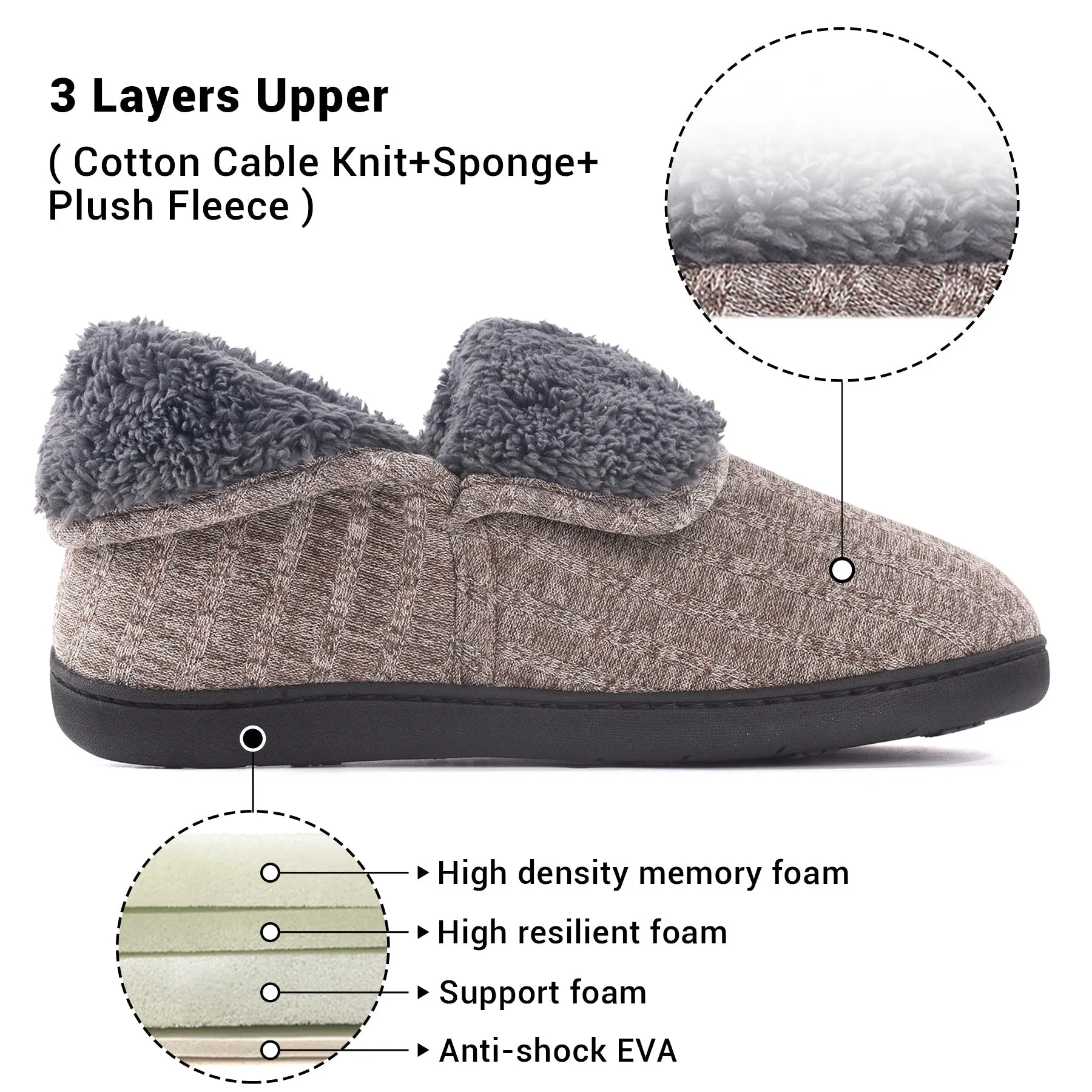 VONMAY Men's Fuzzy Slippers Memory Foam Booties Comfy House Shoes