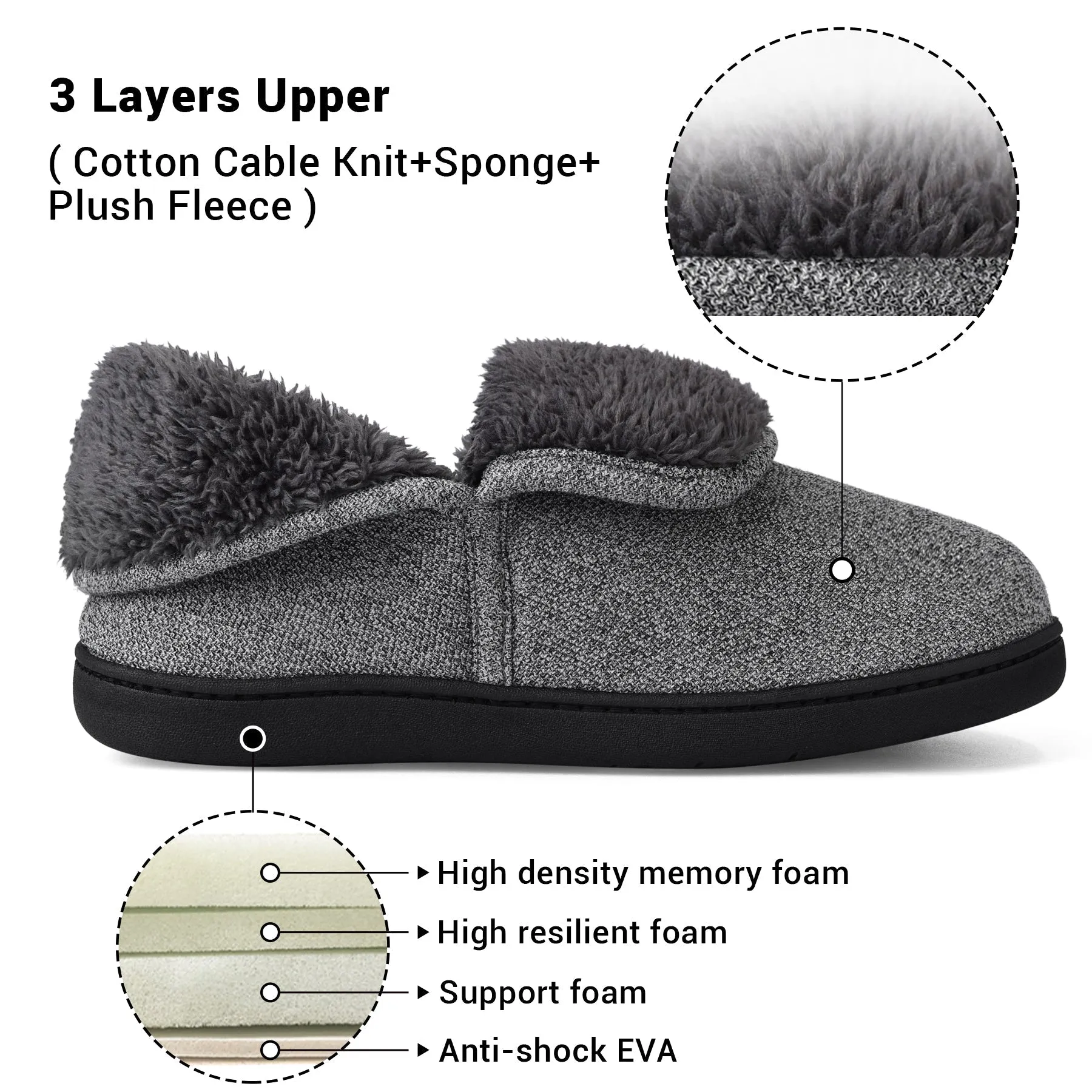 VONMAY Men's Fuzzy Slippers Memory Foam Booties Comfy House Shoes
