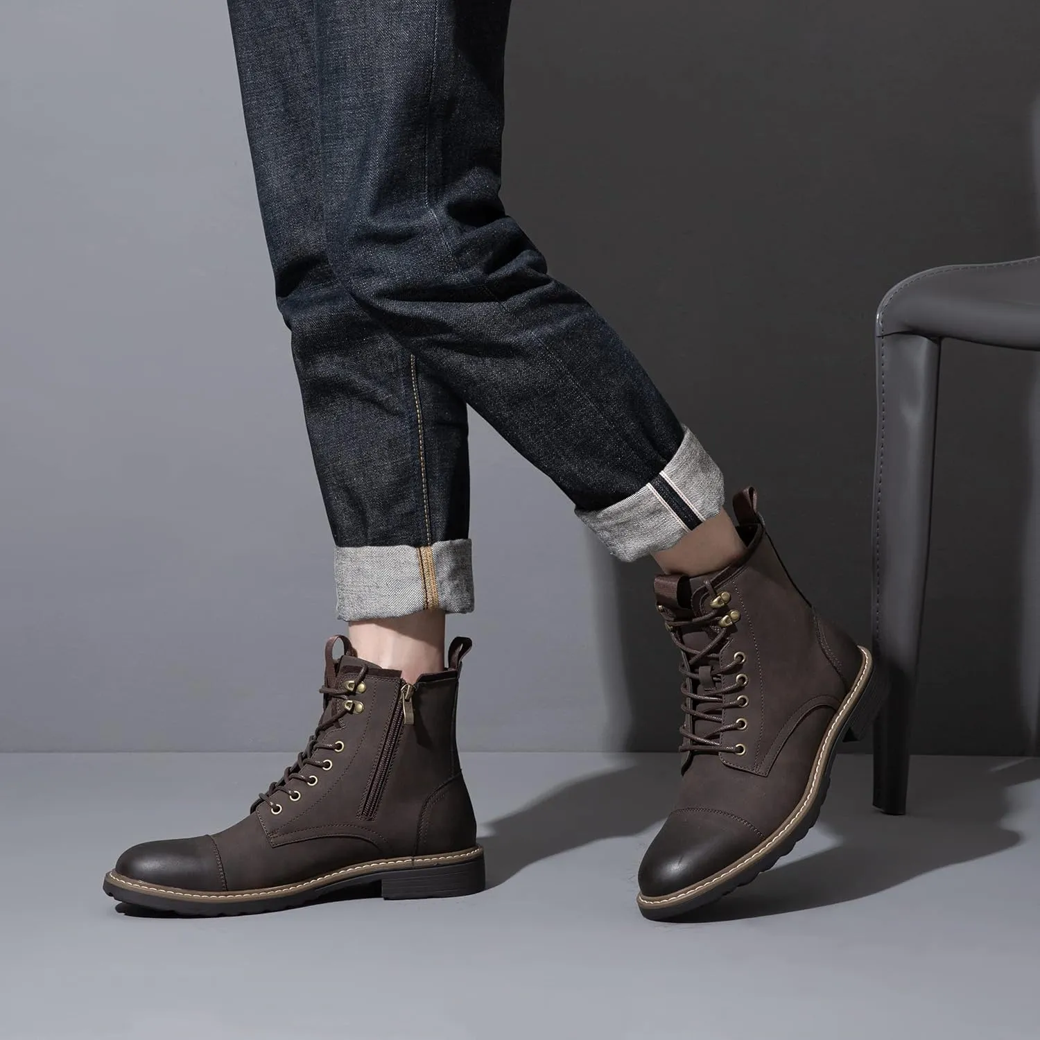Vostey Mens Boots Motorcycle Casual Boots For Men