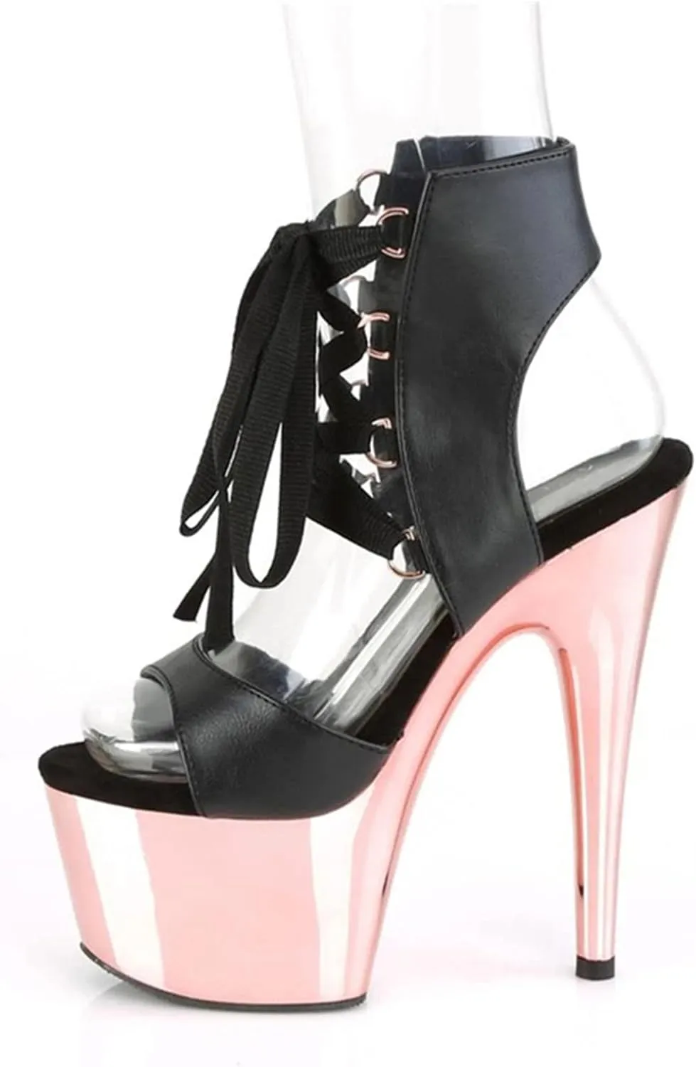 Vujkliy Lace Up High Heel Sandals Round Toe Platform Stiletto Sandals Sexy Casual Catwalk 17 Cm/6.6In Fashion Women's Shoes Large Size