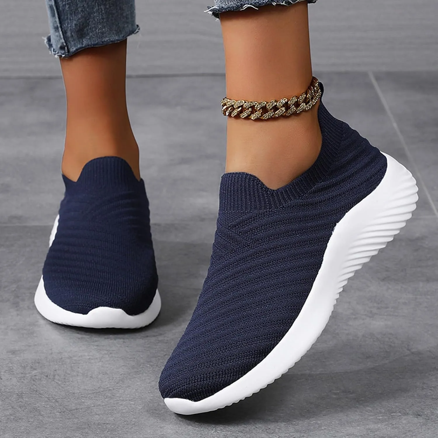 Walking Shoes for Women Slip on Sneakers with Memory Foam Casual Comfortable Non Slip Work Shoes Arch Support Sneakers