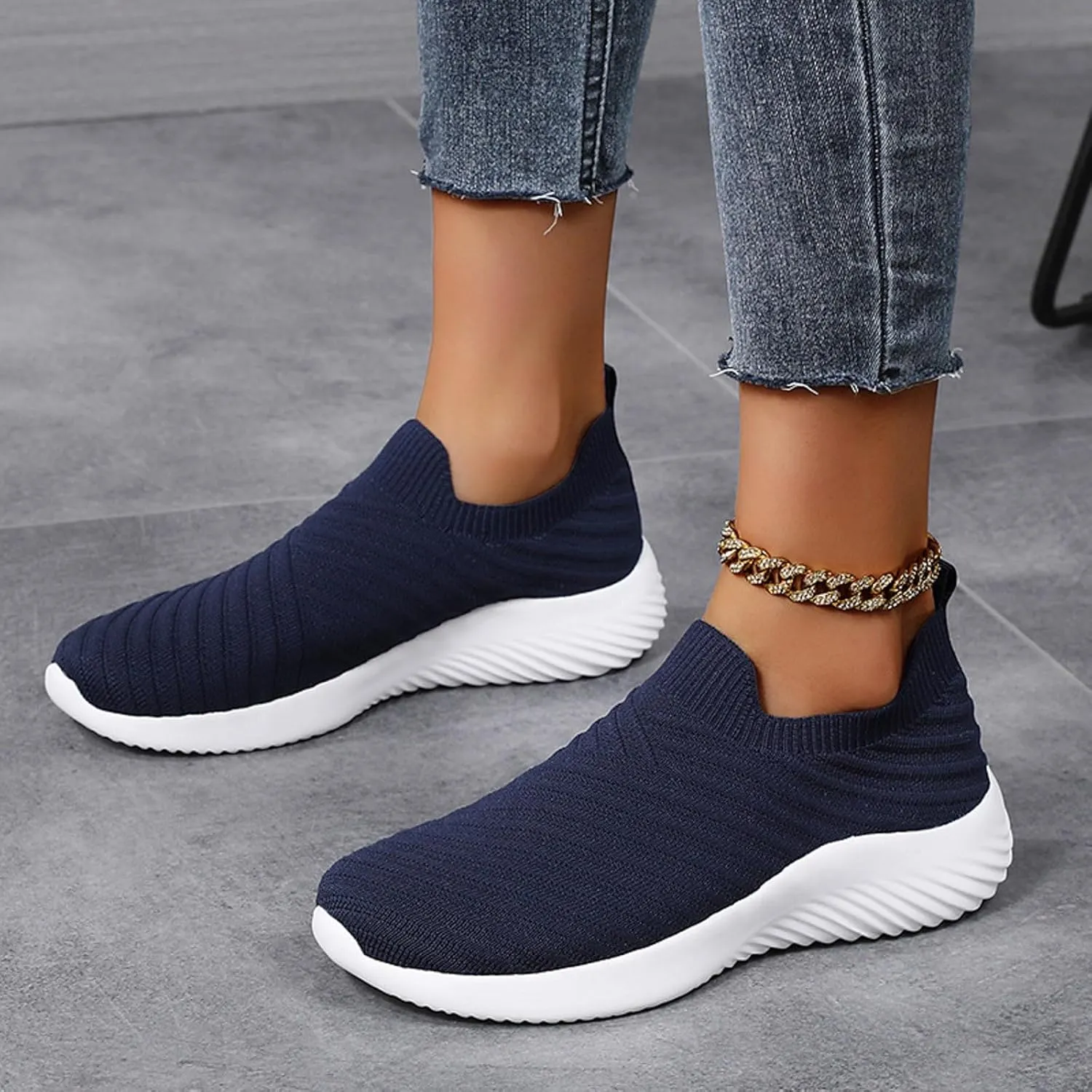 Walking Shoes for Women Slip on Sneakers with Memory Foam Casual Comfortable Non Slip Work Shoes Arch Support Sneakers