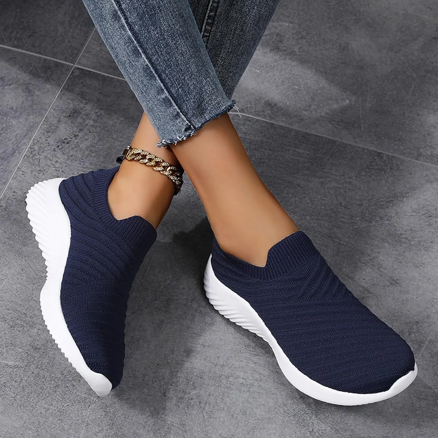 Walking Shoes for Women Slip on Sneakers with Memory Foam Casual Comfortable Non Slip Work Shoes Arch Support Sneakers