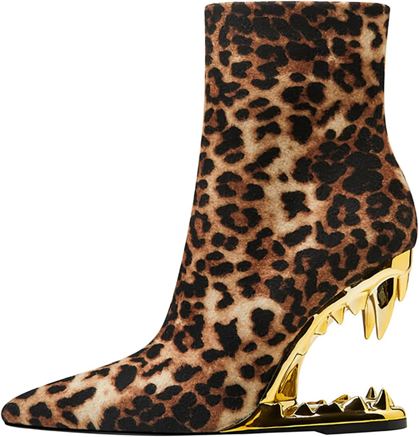 Wanliluxy Shark Teeth Ankle Boots Morso Boots Animal Pattern Boots Rhinestone Ankle Boots
