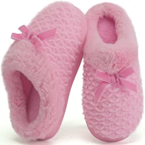 WateLves Girls Slippers Kids Slip On Winter House Shoes Anti-Slip Soft Coral Fleece Slipper for Indoor & Outdoor