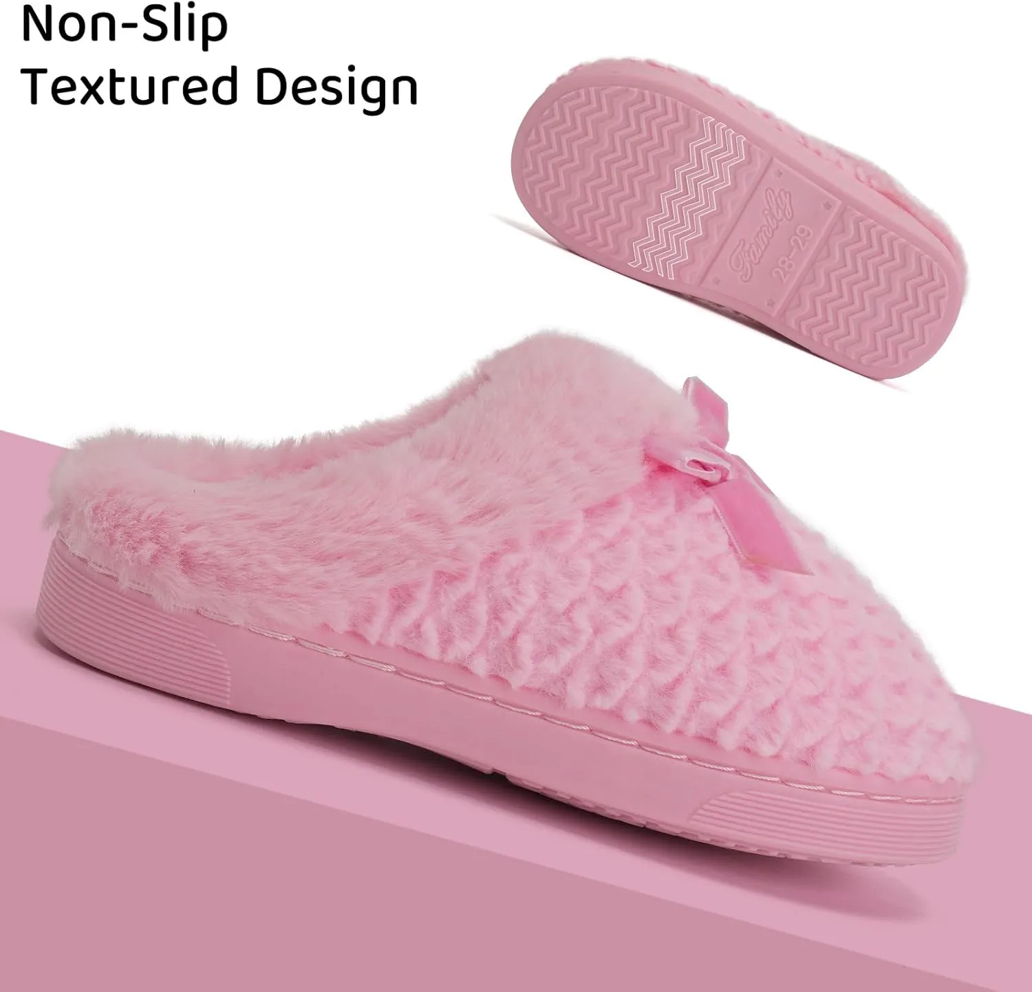WateLves Girls Slippers Kids Slip On Winter House Shoes Anti-Slip Soft Coral Fleece Slipper for Indoor & Outdoor