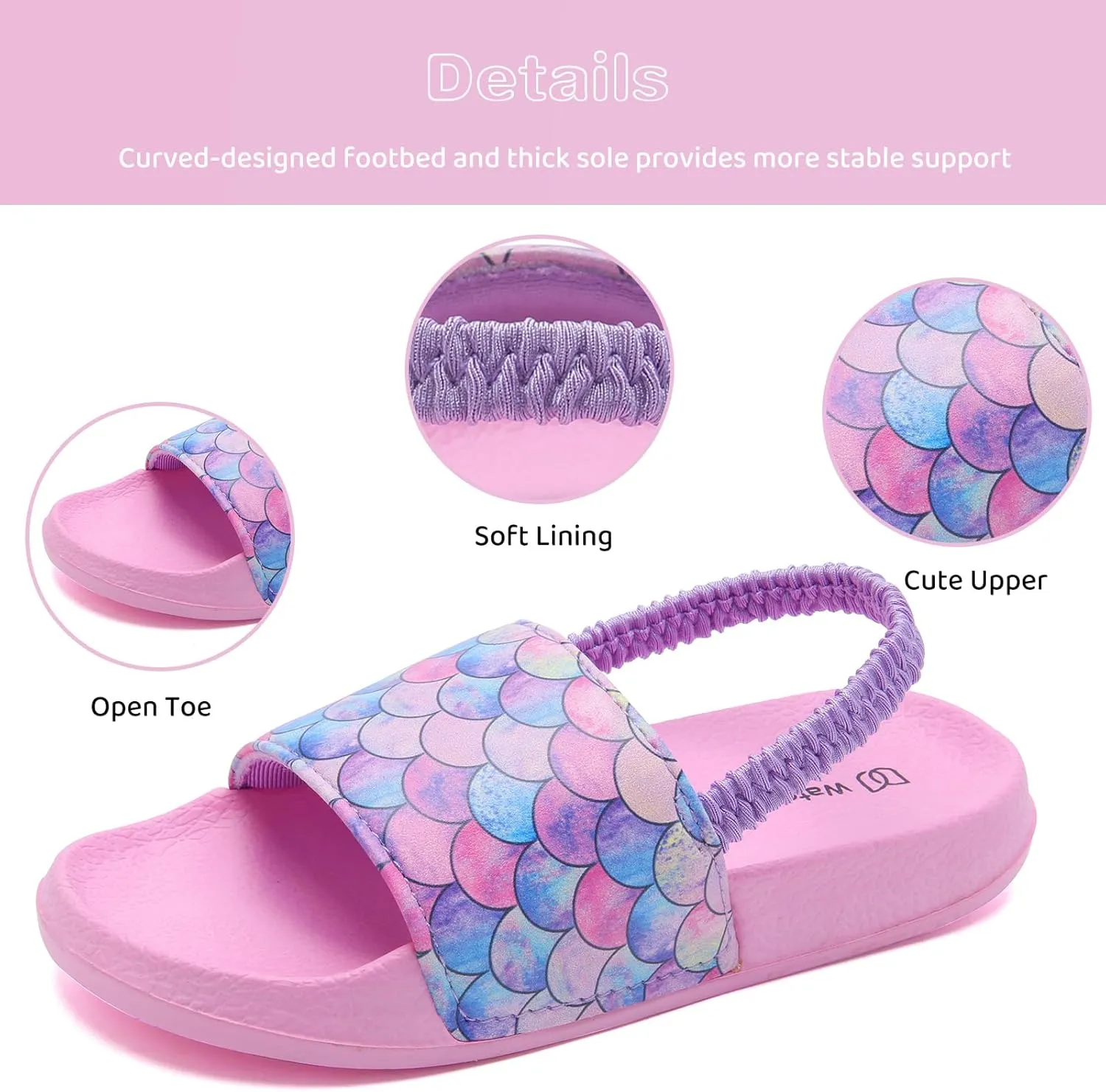 WateLves Toddler Boys Girls Slides Sandals for Swim Beach Kids Water Shoes Casual Slippers