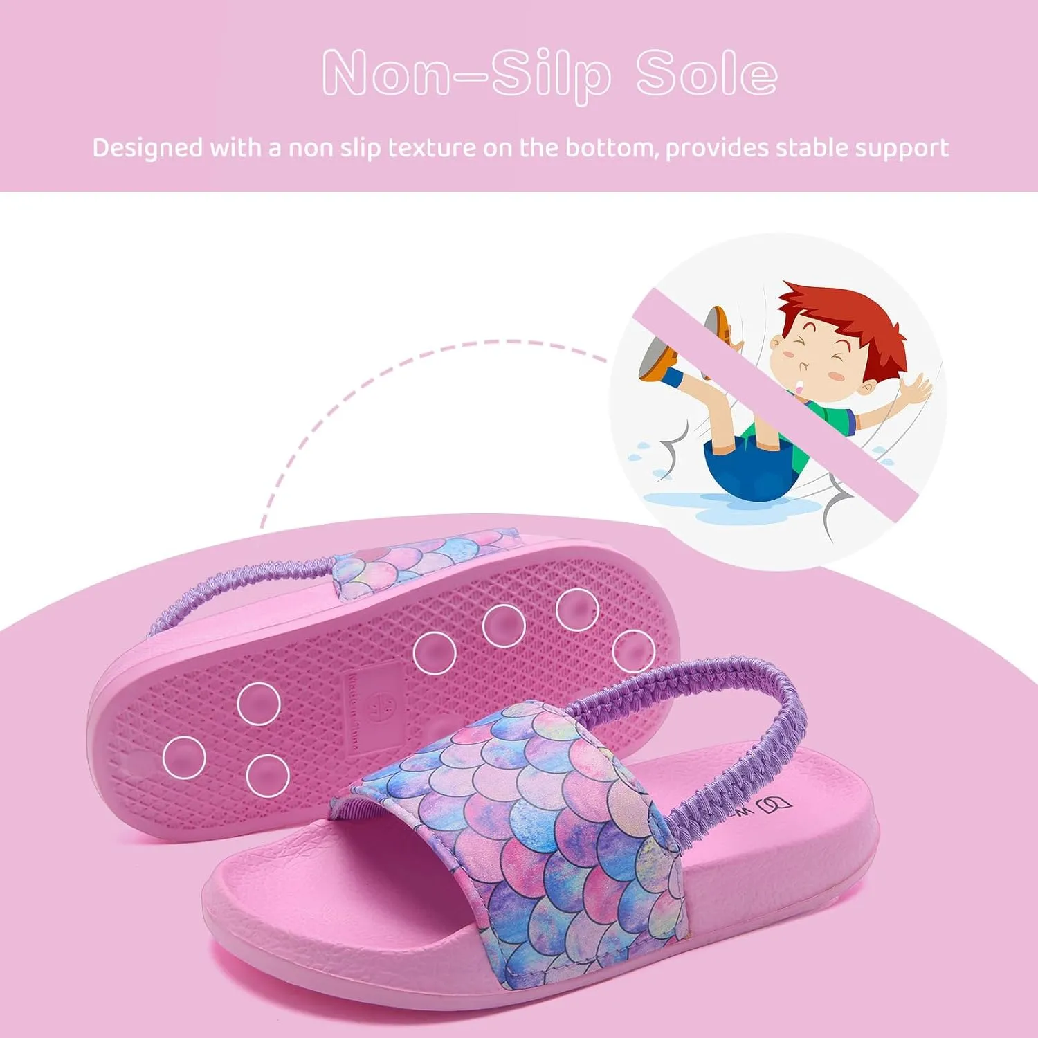 WateLves Toddler Boys Girls Slides Sandals for Swim Beach Kids Water Shoes Casual Slippers