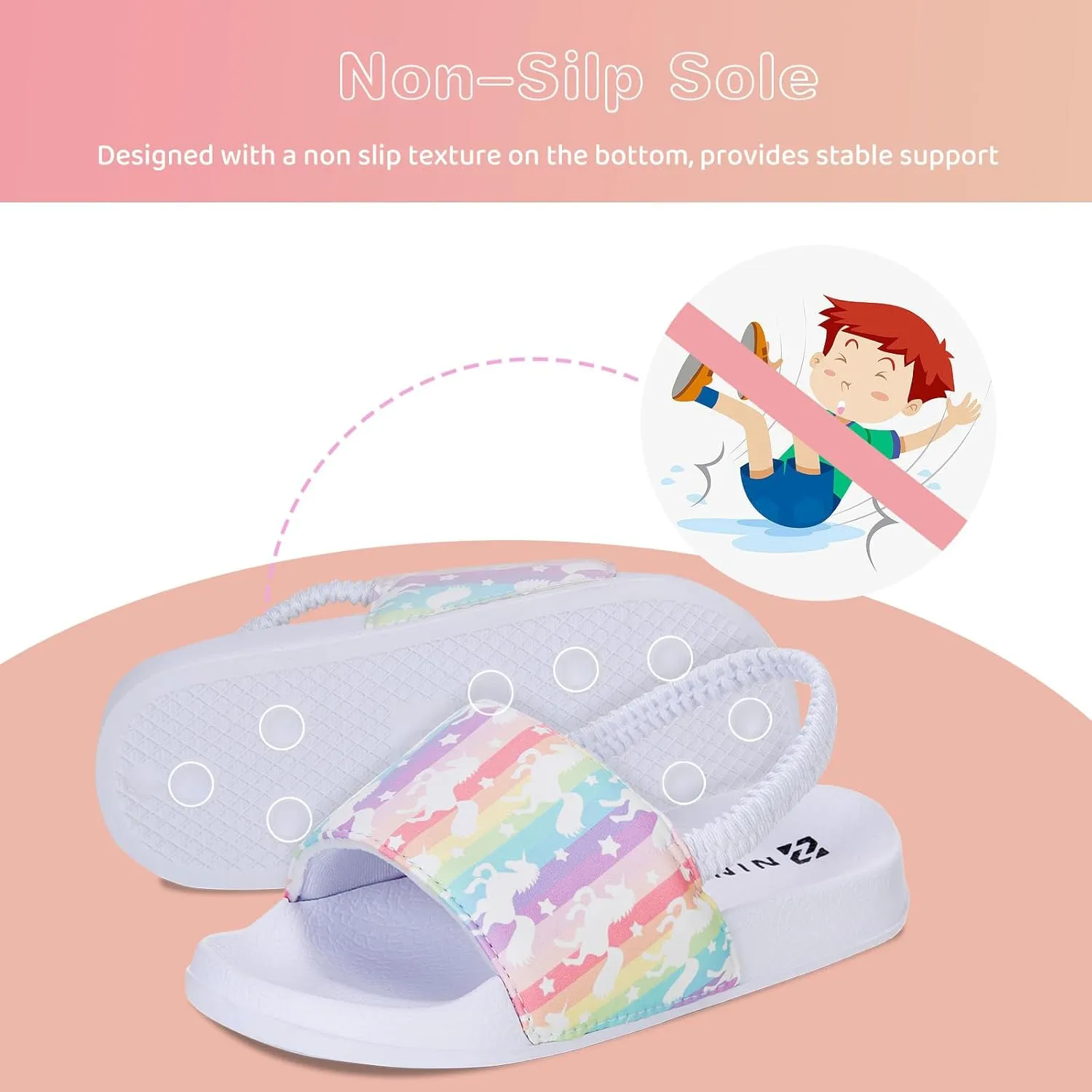 WateLves Toddler Boys Girls Slides Sandals for Swim Beach Kids Water Shoes Casual Slippers