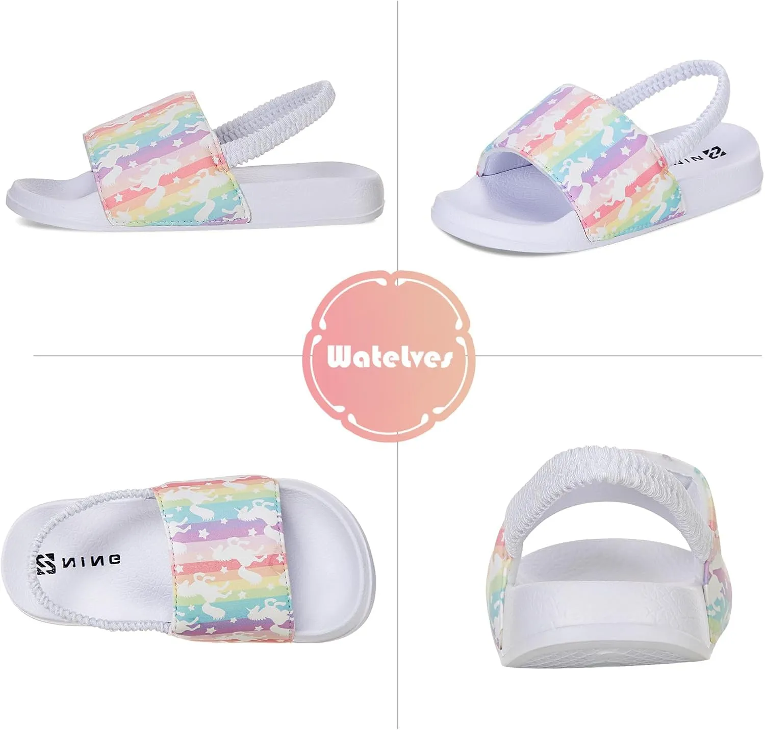 WateLves Toddler Boys Girls Slides Sandals for Swim Beach Kids Water Shoes Casual Slippers