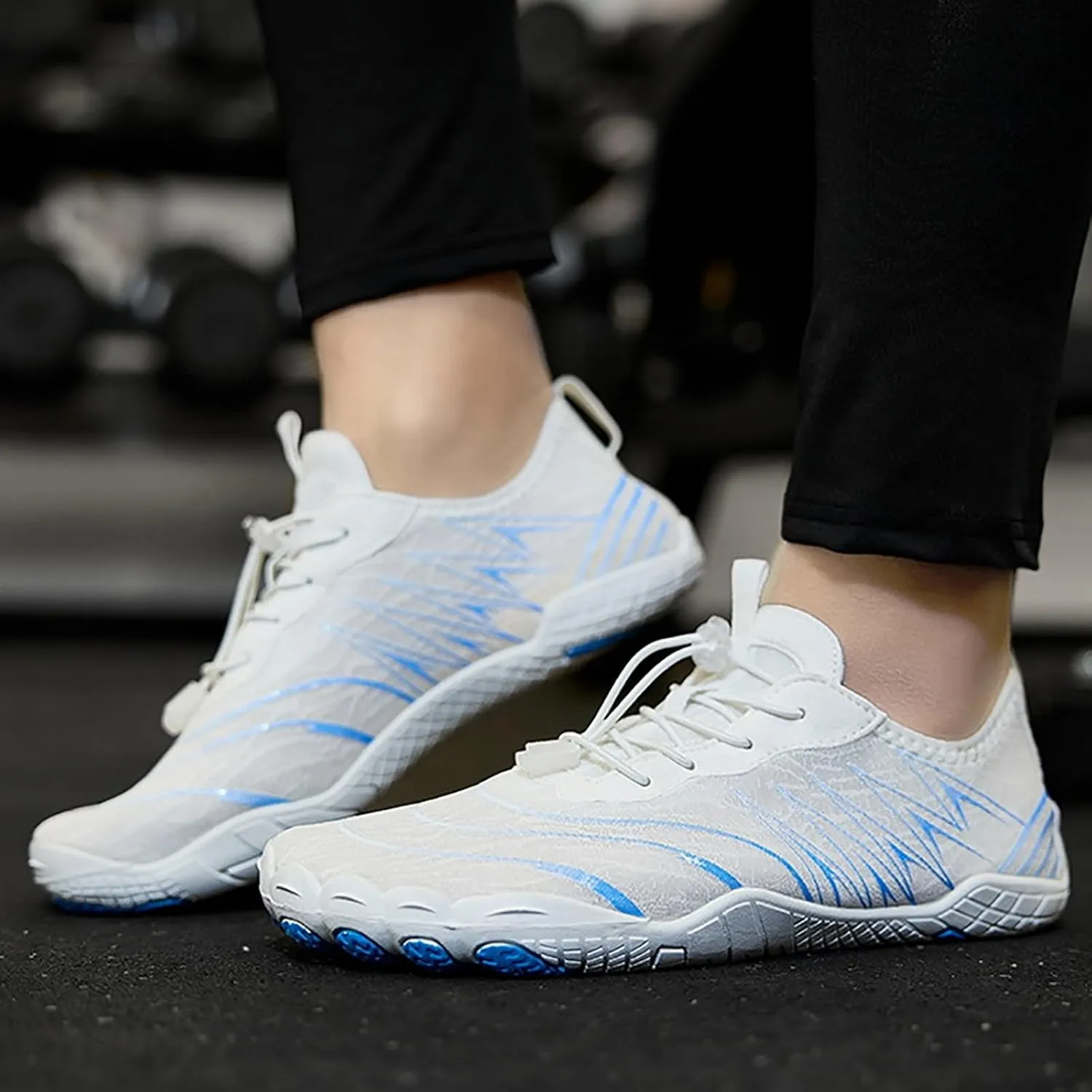 Water Shoes for Women Men Comfy Barefoot Hiking Shoes with Non Slip Cushion Sole Casual Quick-Dry Amphibious Shoe for Men Women Summer Wear with Adjustable Lace for Kayaking Boating Surfing Walking