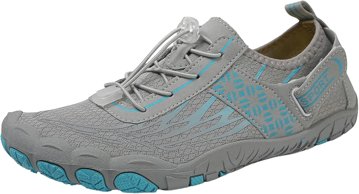 Water Shoes for Women Men Comfy Barefoot Hiking Shoes with Non Slip Cushion Sole Casual Quick-Dry Amphibious Shoe for Men Women Summer Wear with Adjustable Lace for Kayaking Boating Surfing Walking