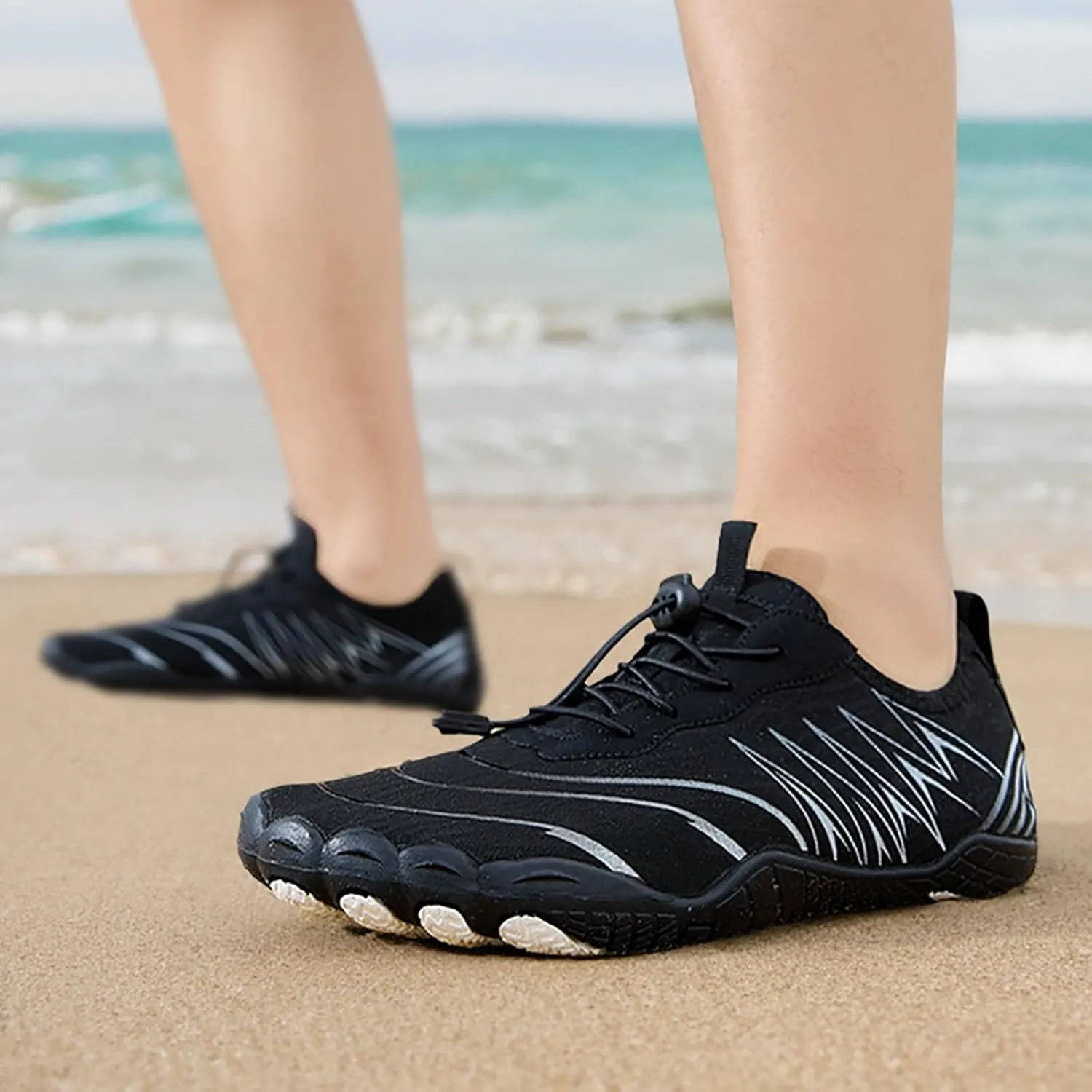Water Shoes for Women Men Comfy Barefoot Hiking Shoes with Non Slip Cushion Sole Casual Quick-Dry Amphibious Shoe for Men Women Summer Wear with Adjustable Lace for Kayaking Boating Surfing Walking