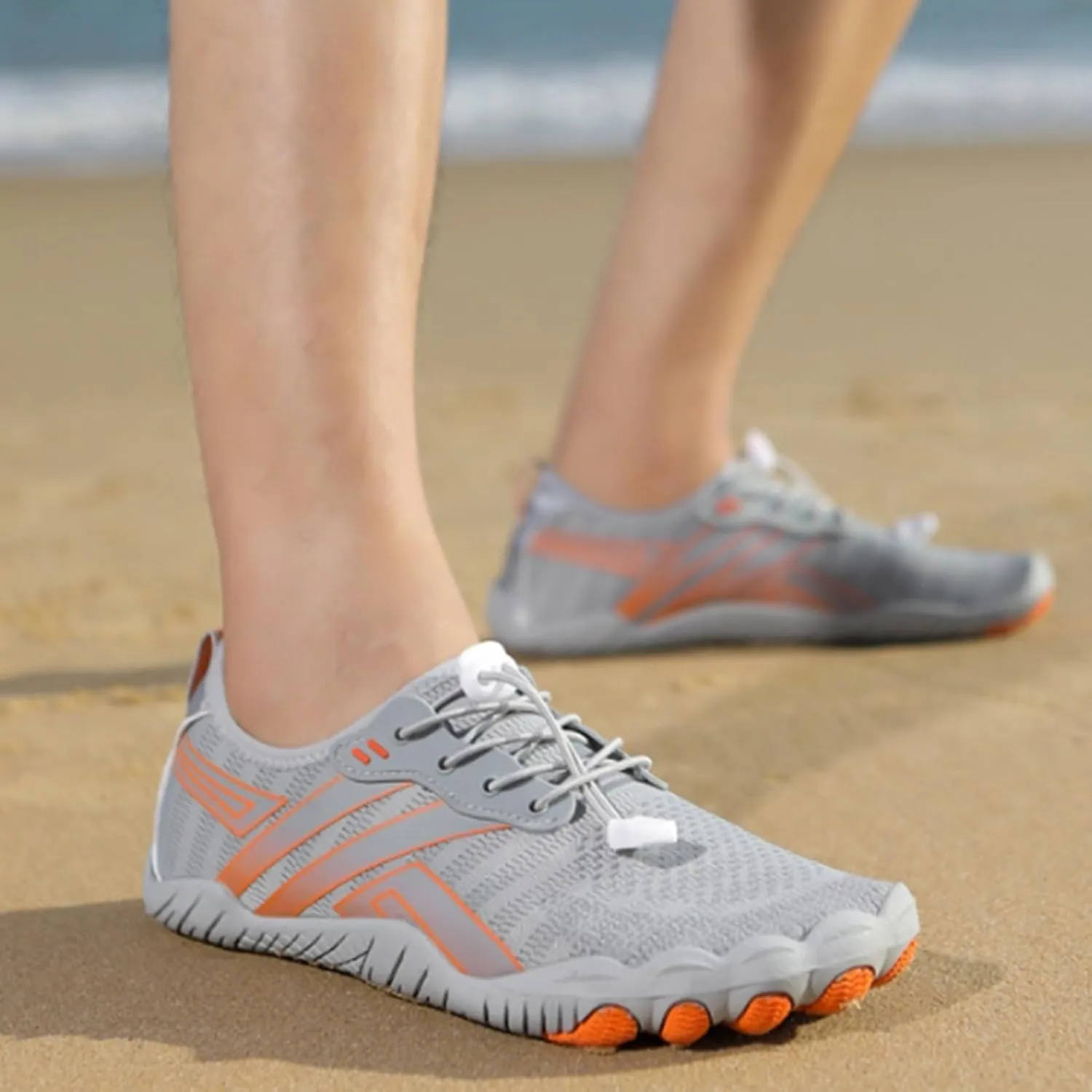 Water Shoes for Women Men Quick-Dry Swim Beach Barefoot River Aqua Shoes for Hiking Boating Wading Surfing Sand Volleyball Non Slip Indoor Yoga Boxing Fitness Sneakers with Adjustable Lace Adult