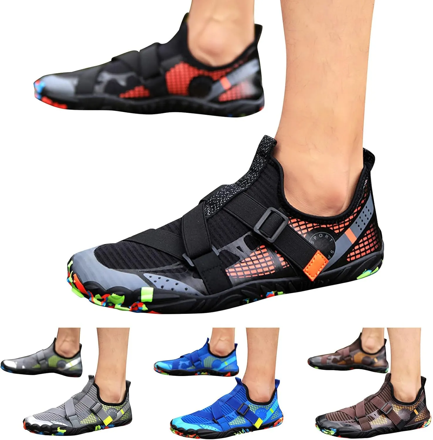 Water Shoes Mens Womens Quick-Dry Barefoot Swim Beach Pool Shoes Comfy Aqua Yoga Socks for Hiking Walking Diving Wading Surf Outdoor Water Sports Adult Aqua Shoe with Adjustable Elastic Band
