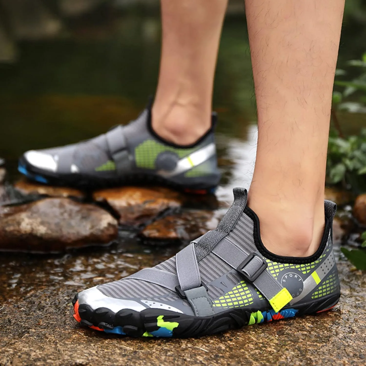 Water Shoes Mens Womens Quick-Dry Barefoot Swim Beach Pool Shoes Comfy Aqua Yoga Socks for Hiking Walking Diving Wading Surf Outdoor Water Sports Adult Aqua Shoe with Adjustable Elastic Band