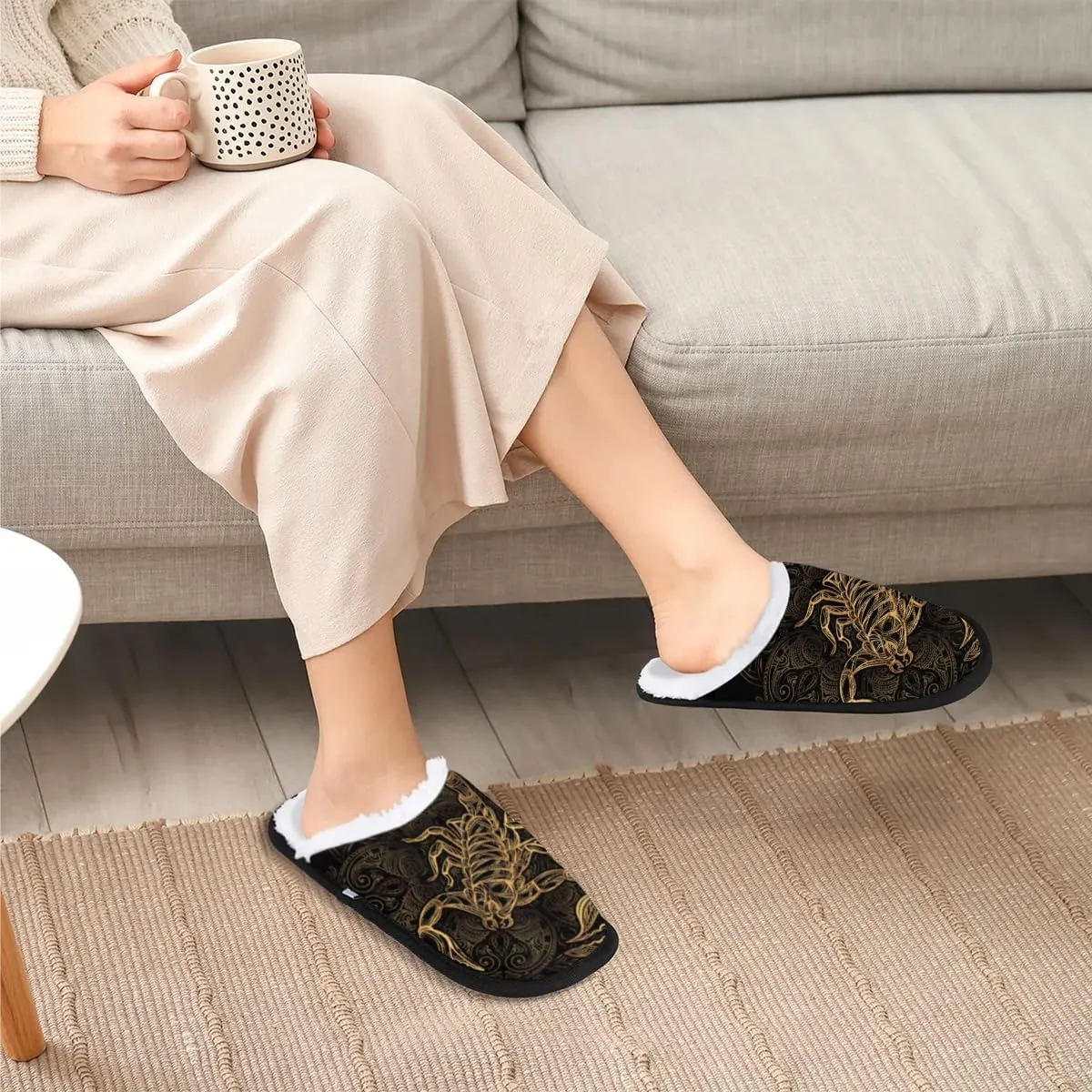 Watercolor Sea Turtle House Slippers, Soft, Comfortable Lining, Polyester, Slip-On, Round Toe, Patterned Animal Print, Adult, Unisex, Homeowners, Comfort Seekers