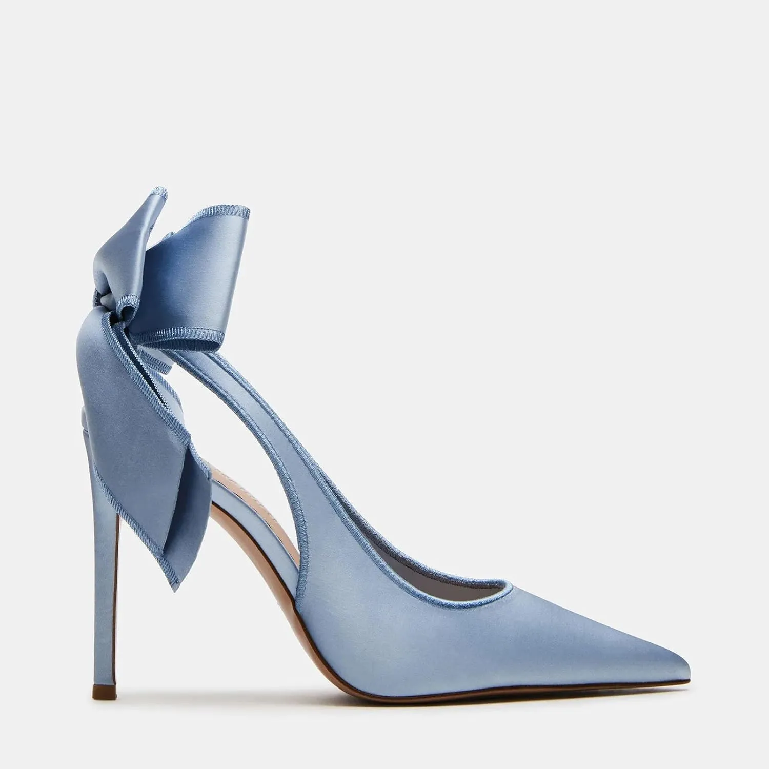 Wedding Shoes for Bridal Satin Back Bow Heels Closed Pointed Toe Stiletto High Heel Pumps Slip On Dress Shoes